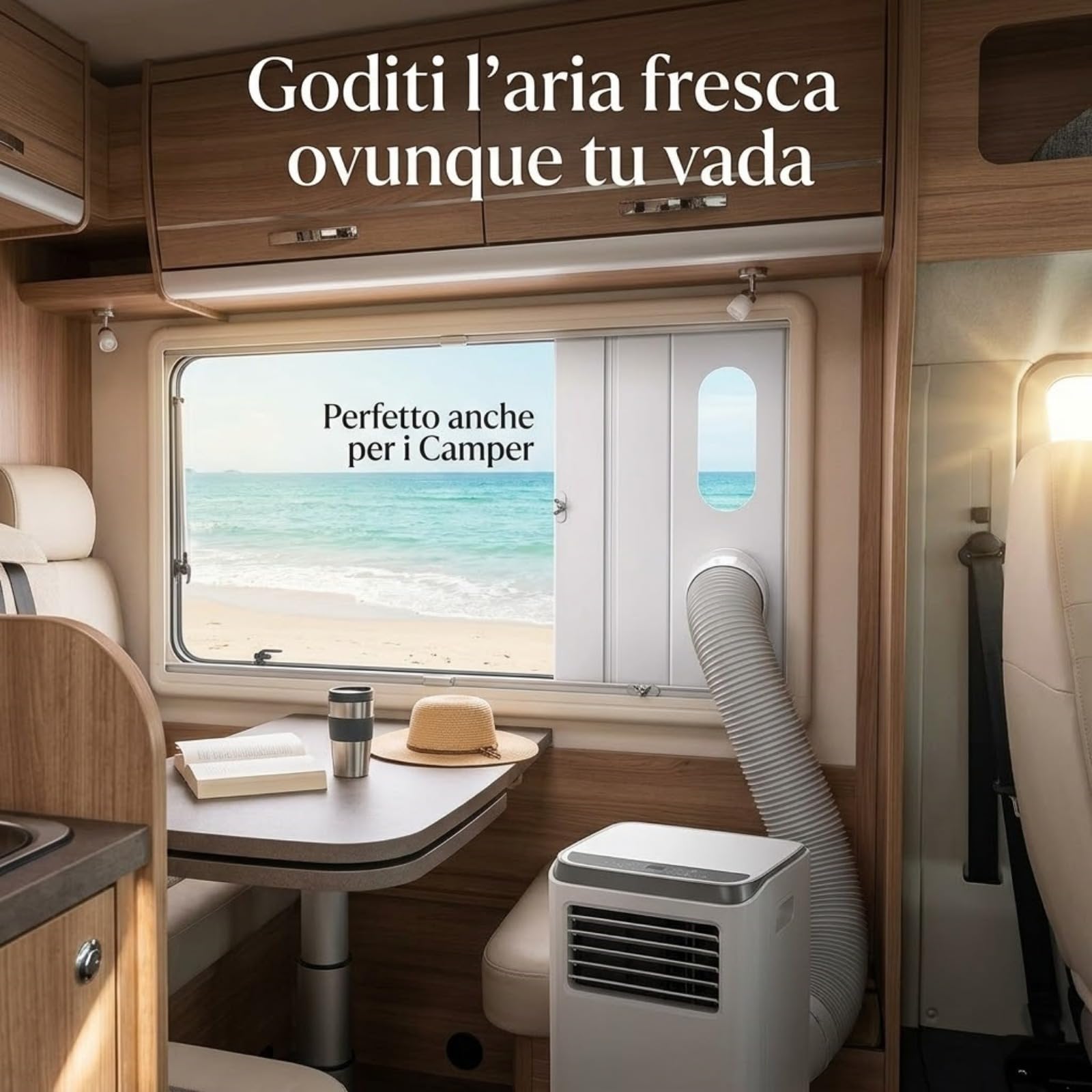 Kit Finestra Condizionatore Portatile Universale, 4 Pannelli (10x43 cm) Regolabile Fino a 140 cm, Adattatore per Finestre e Porte Scorrevoli, Guarnizione Sigillante Senza Fori per Isolamento Termico