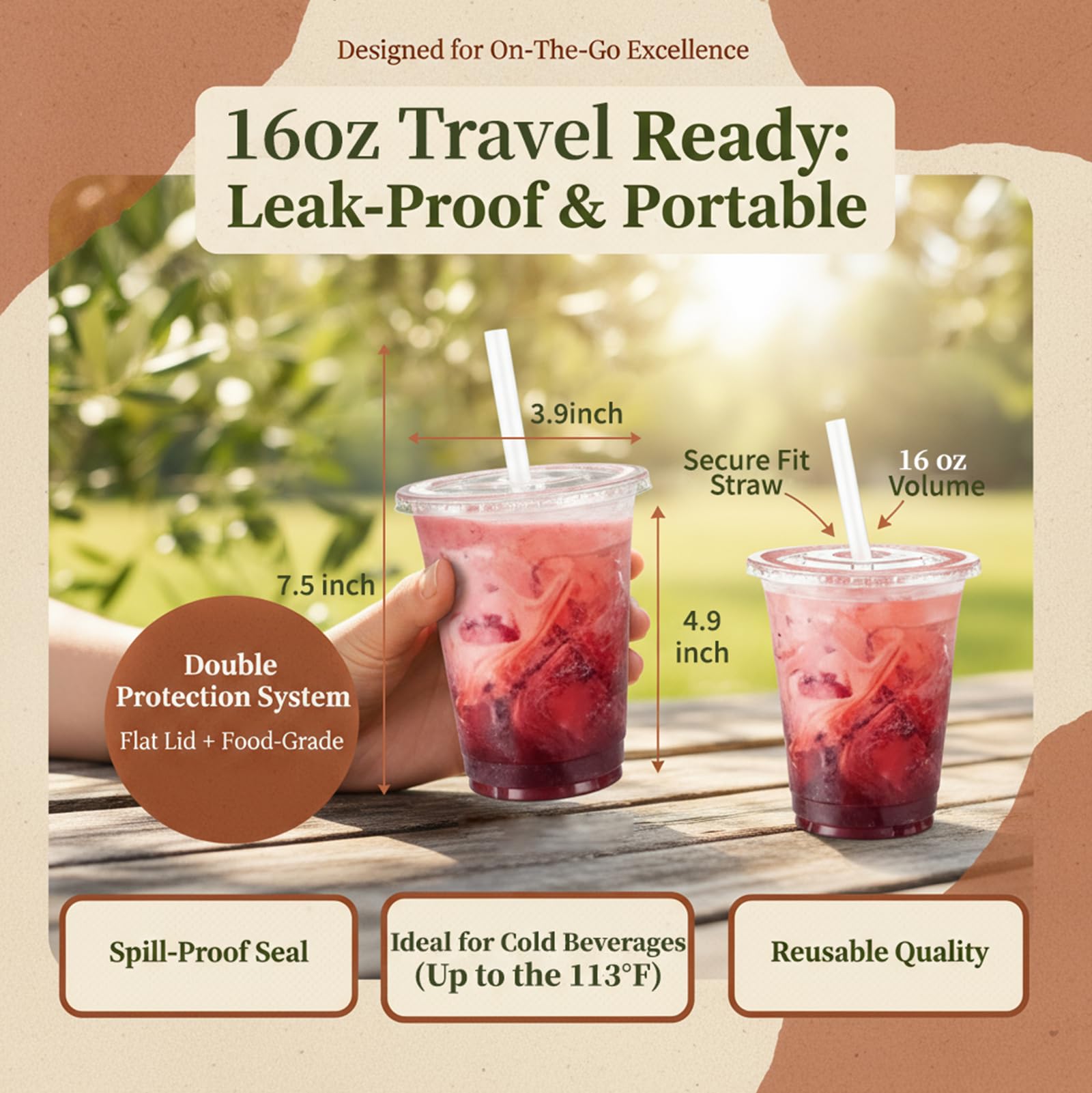110 Pack 16 oz Clear Plastic Cups with Lids and Straws — Amazon image 4