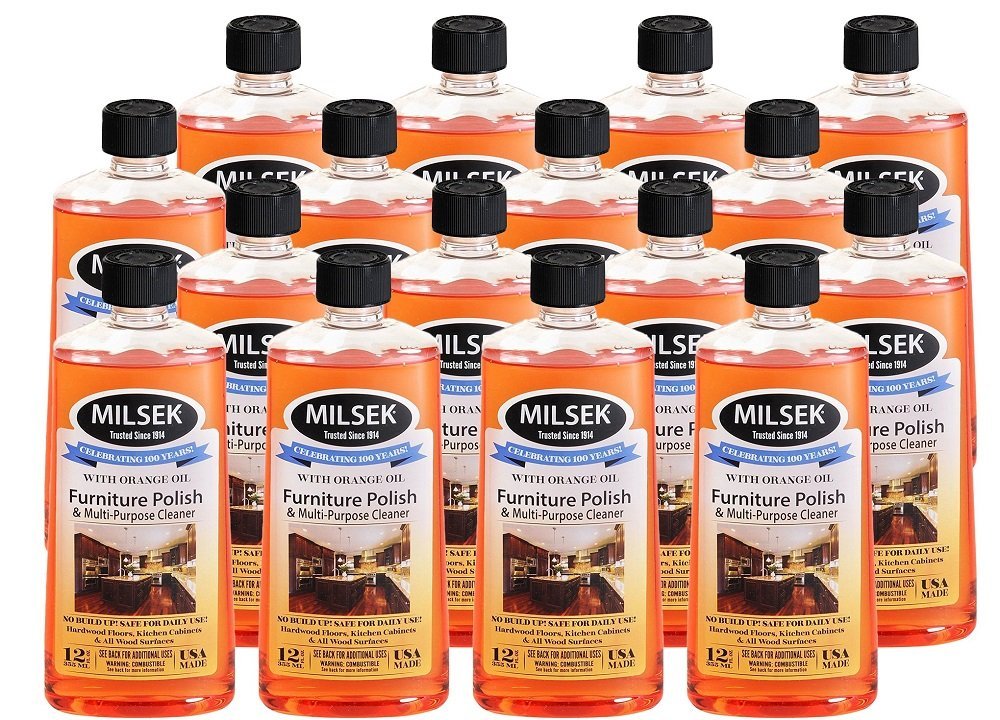 MilsekFurniture Polish and Wood Cleaner with Orange Oil - Multipurpose Cleaning Supplies for Home and Household from Hardwood Floors to Kitchen Cabinets- 12 Fl Oz (Pack of 16)