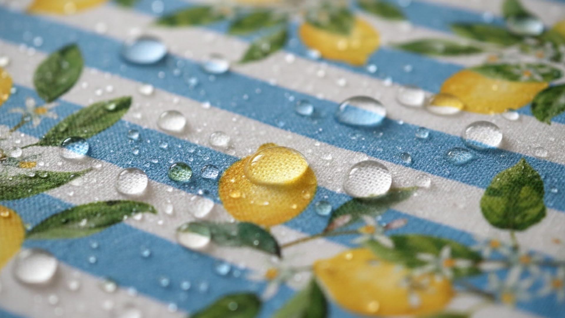 Vilber, Mantel, Corte de Tela de Algodón/Poliester de Fibras recicladas. Resinado, Antimanchas, Impermeable, para Interior y Exterior. Lemons.3159 (140x300 cm)