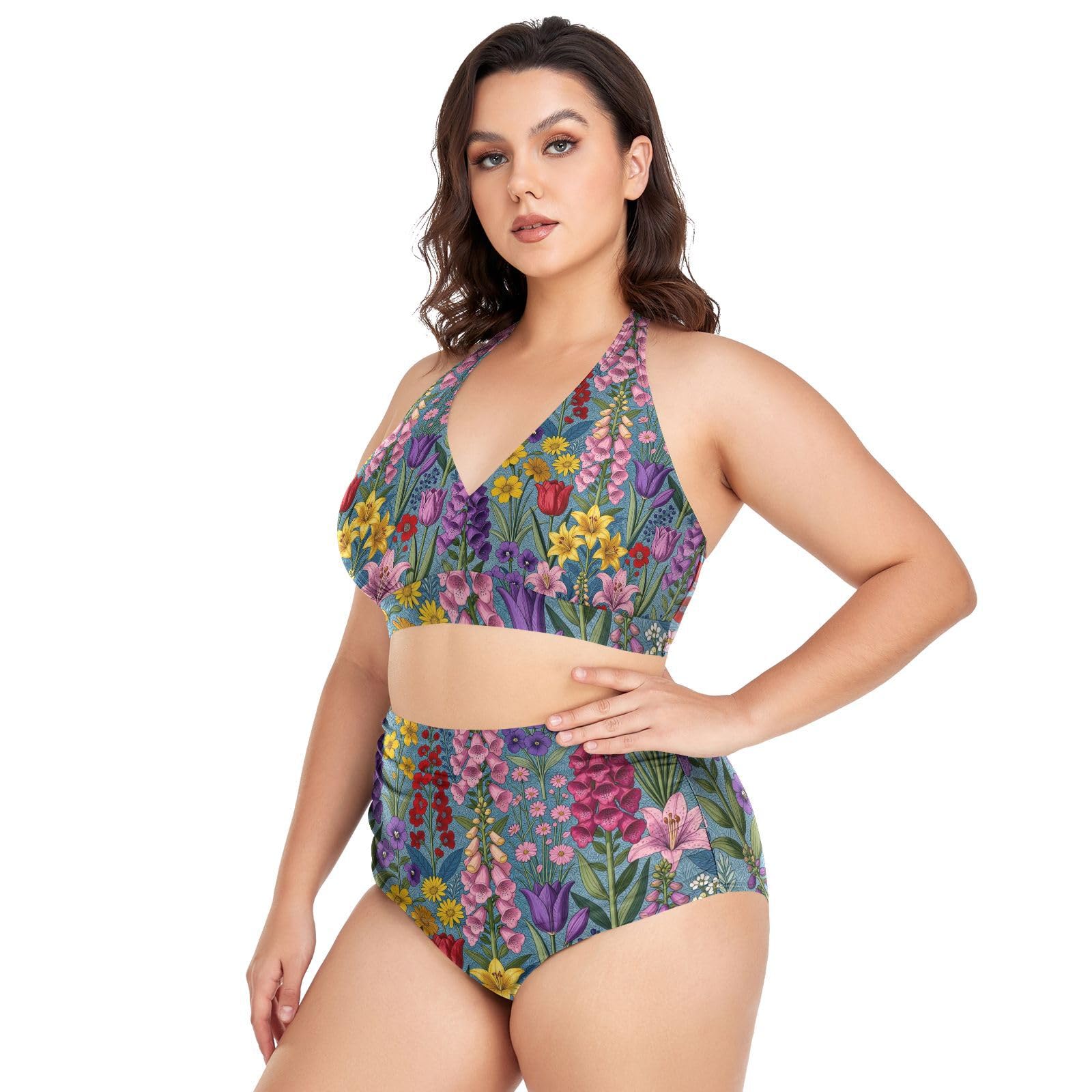 FRODOTGV Costumi da bagno da donna curvy, da L a 4XL | Coppe imbottite rimovibili in materiale liscio e setoso, senza fili, per vacanze estive in spiaggia e a bordo piscina, viola