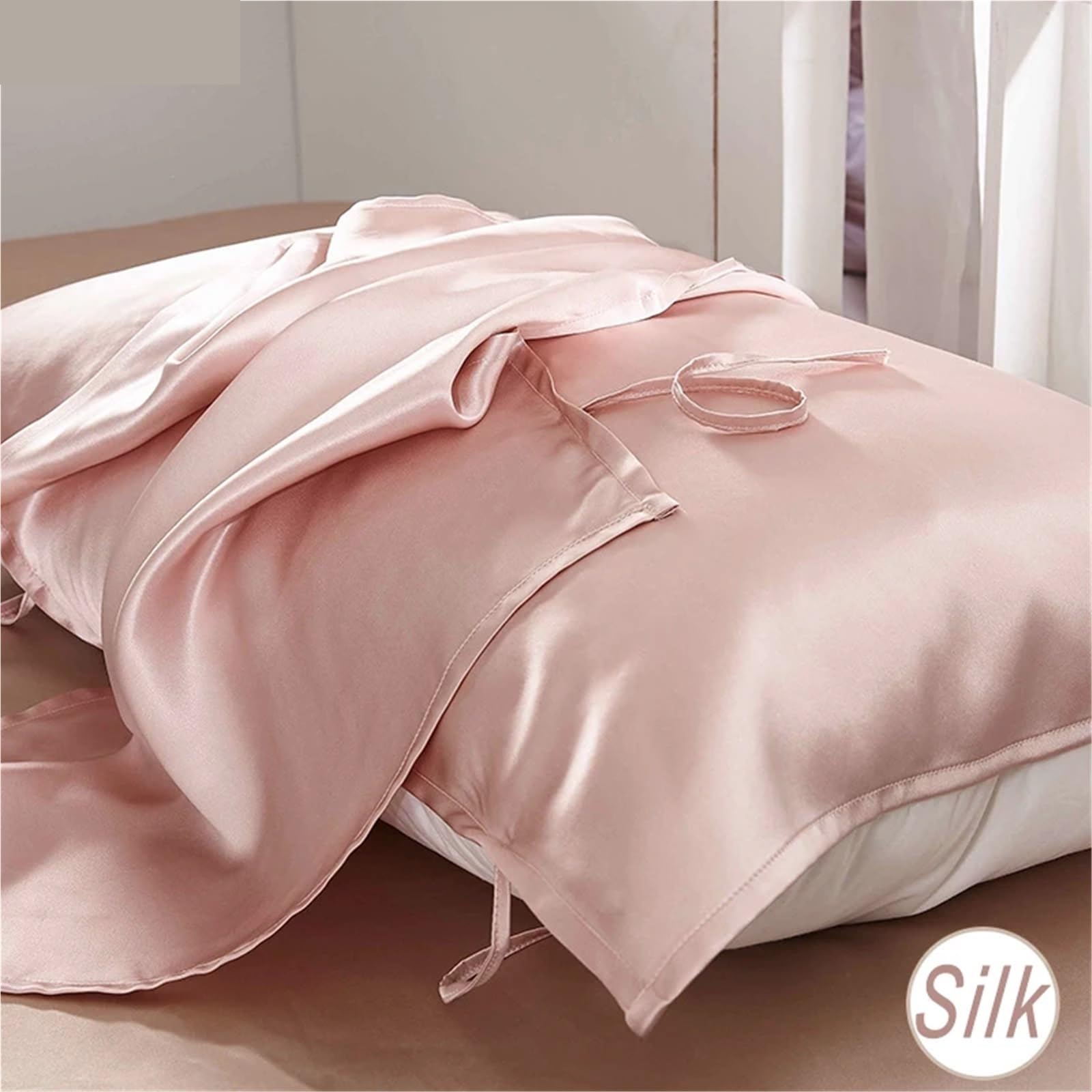 Federa In Seta 2 pezzi asciugamano cuscino in seta di gelso vera seta proteggere i capelli asciugamano cuscino biancheria da letto cuscino 48 cm * 74 cm copertura for i viaggi(Black 2pc,50x60cm)