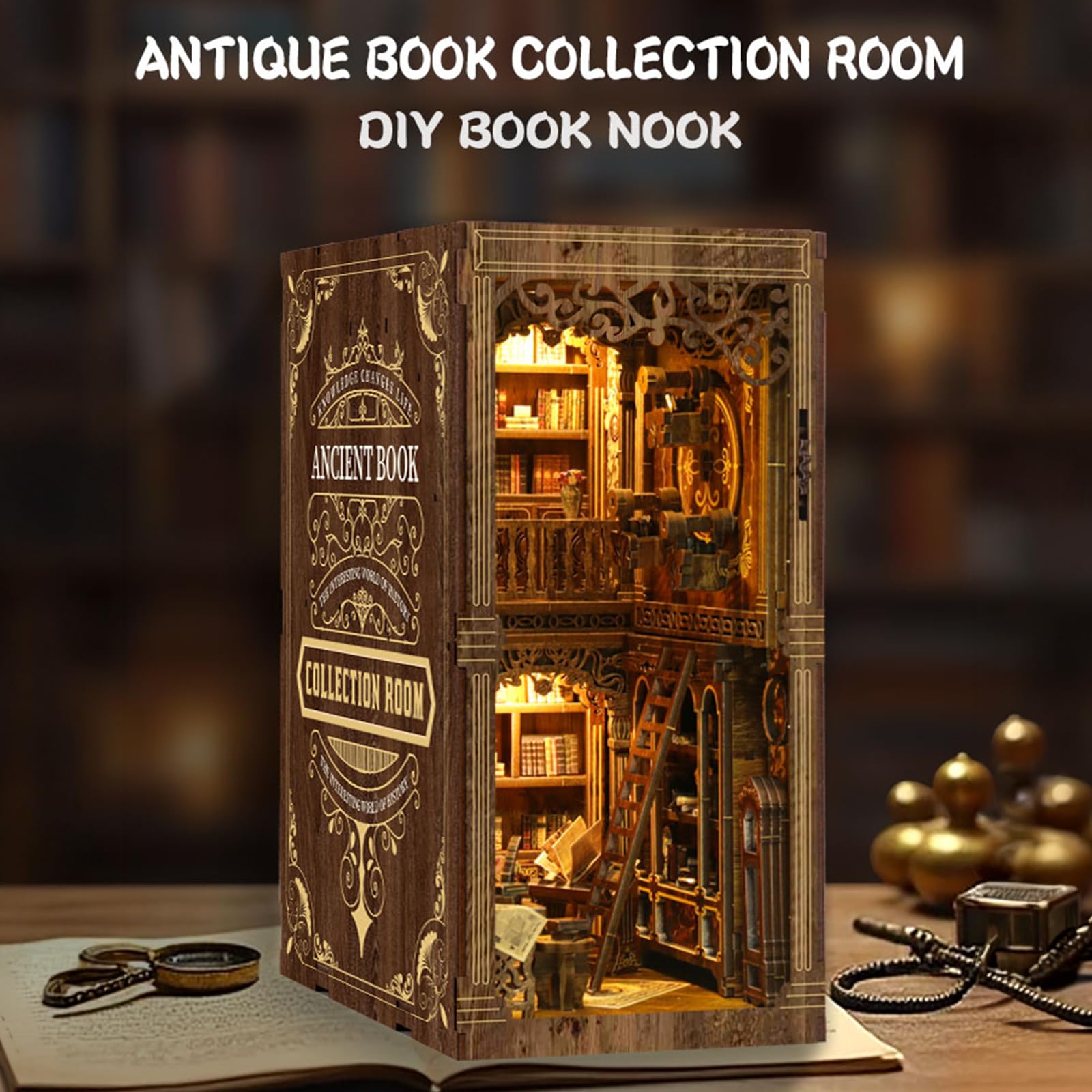 Chinoket Book Nook Kit, Ancient Books Collection Room Model - Image 4