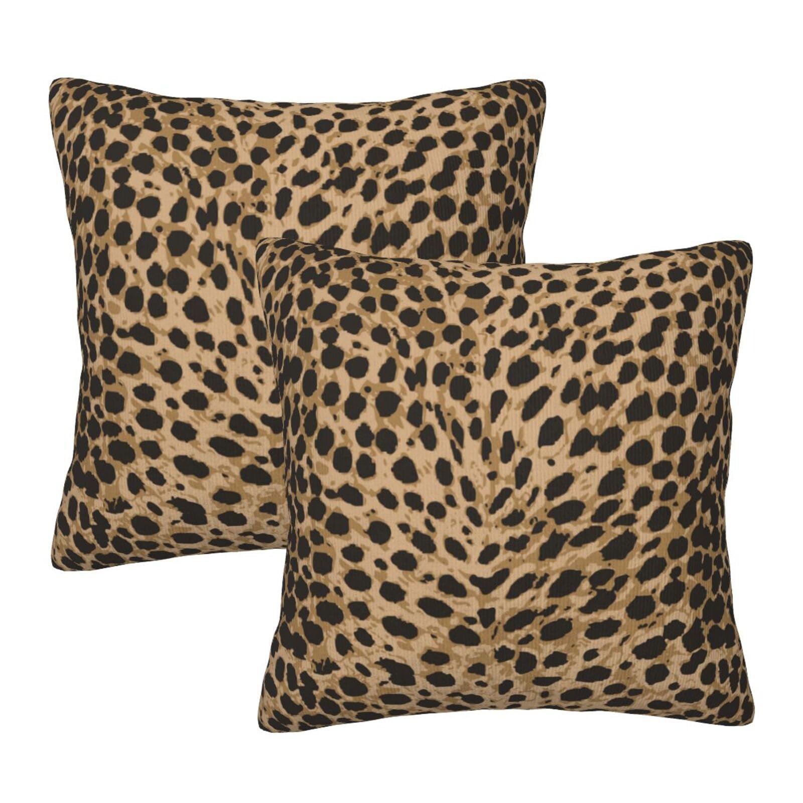 Duduho Leopard Print Throw Pillow Cover Set of 2 Decorative Square Pillowcase Cheetah Throw Cushion Case for Bedroom, Living Room, Sofa, Couch and Bed