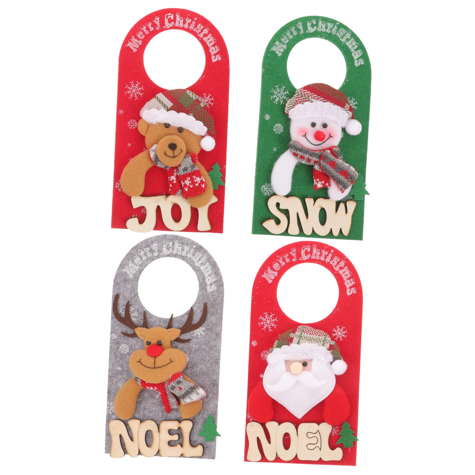 Ciieeo 4 Piezas Colgando La Puerta De Navidad Decoración del Pomo De La Puerta Decoración De Interiores De Navidad Adornos Navideños para Puertas Adornos De Pomo De Puerta Tela No Tejida