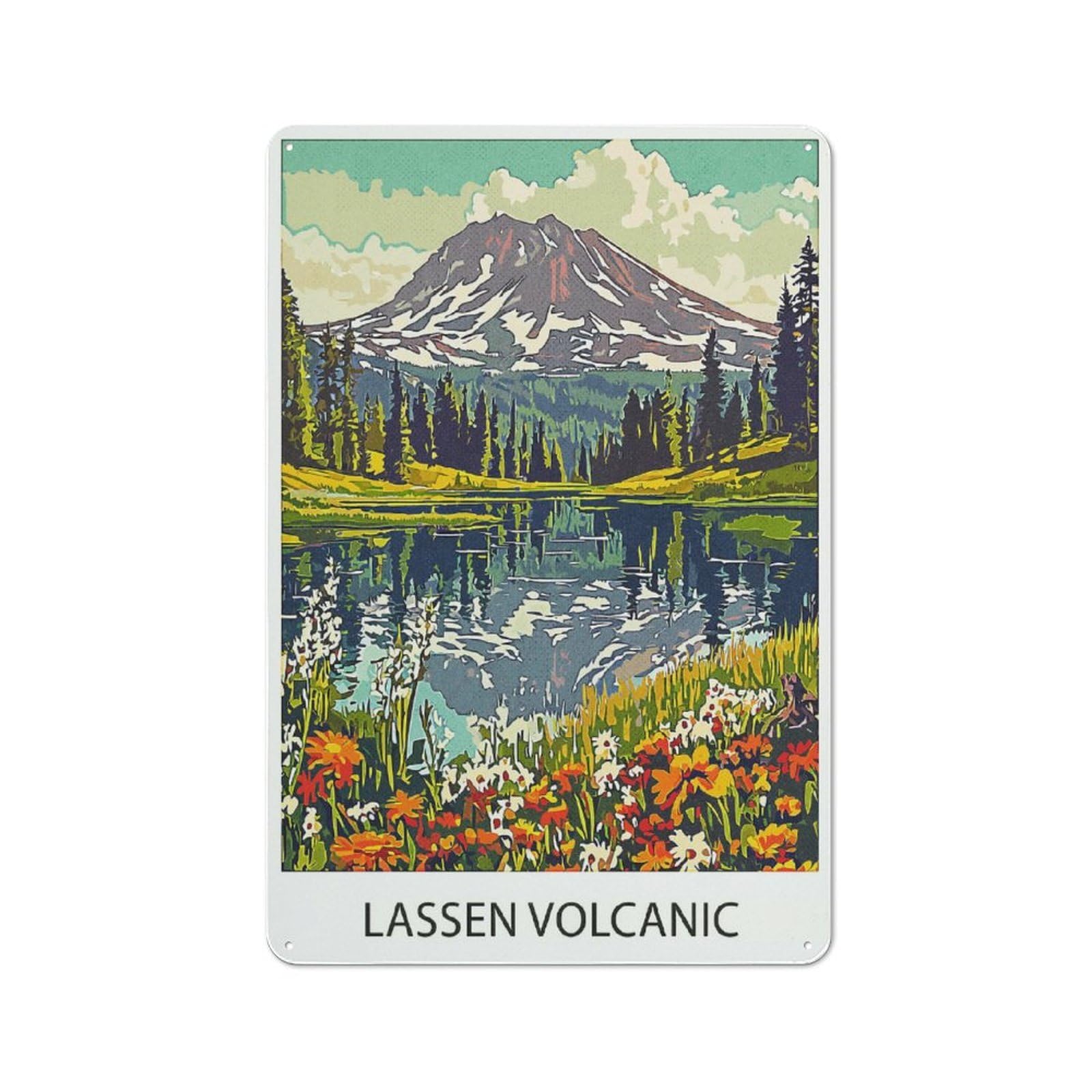 Junmoney Style-11 Lassen Volcanic National Park Rustic Tin Sign 30X20cm For Lounge Or Reading Corner, For Metal Sign Collectors, For Cafés, Pubs And Restaurants