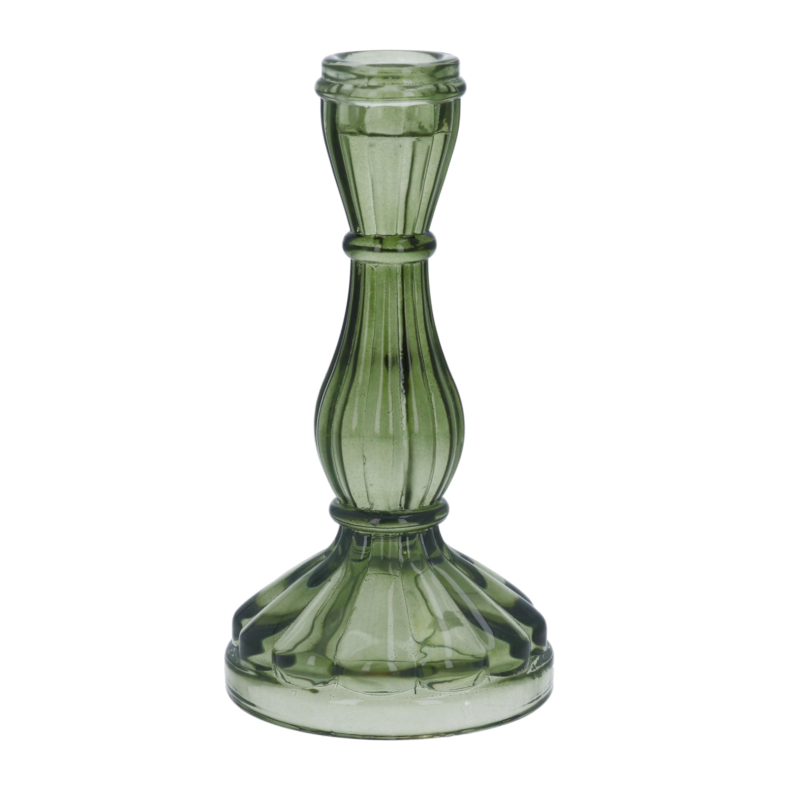 Gisela Graham Green Hourglass Candlestick, Small