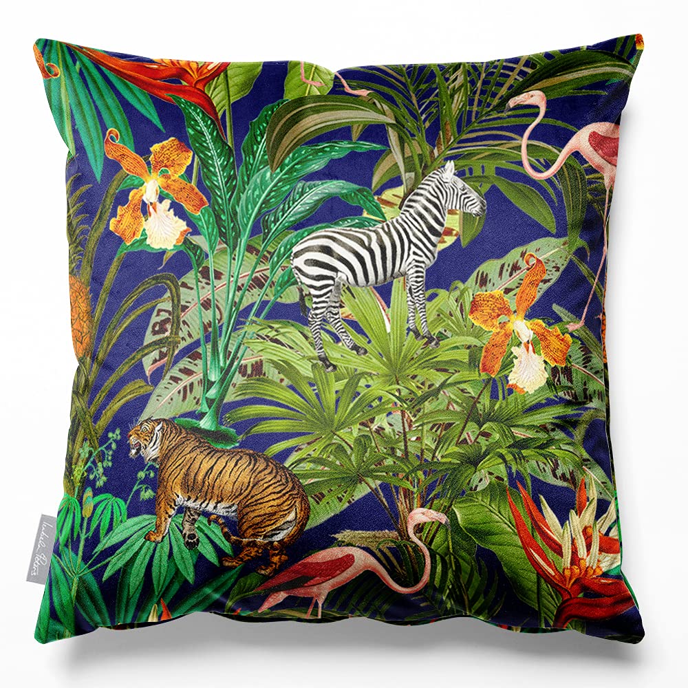 Izabela Peters Midnight Velvet Cushions - Eco-Friendly, 60 Cm, Jungle Fusion - Sofa & Chair Cushions