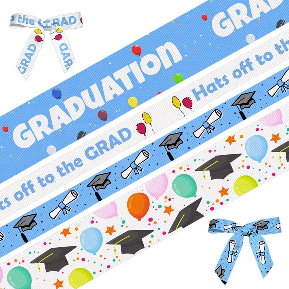 Hying 4 Rolls 2024 Graduation Ribbons for Wrapping Gifts
