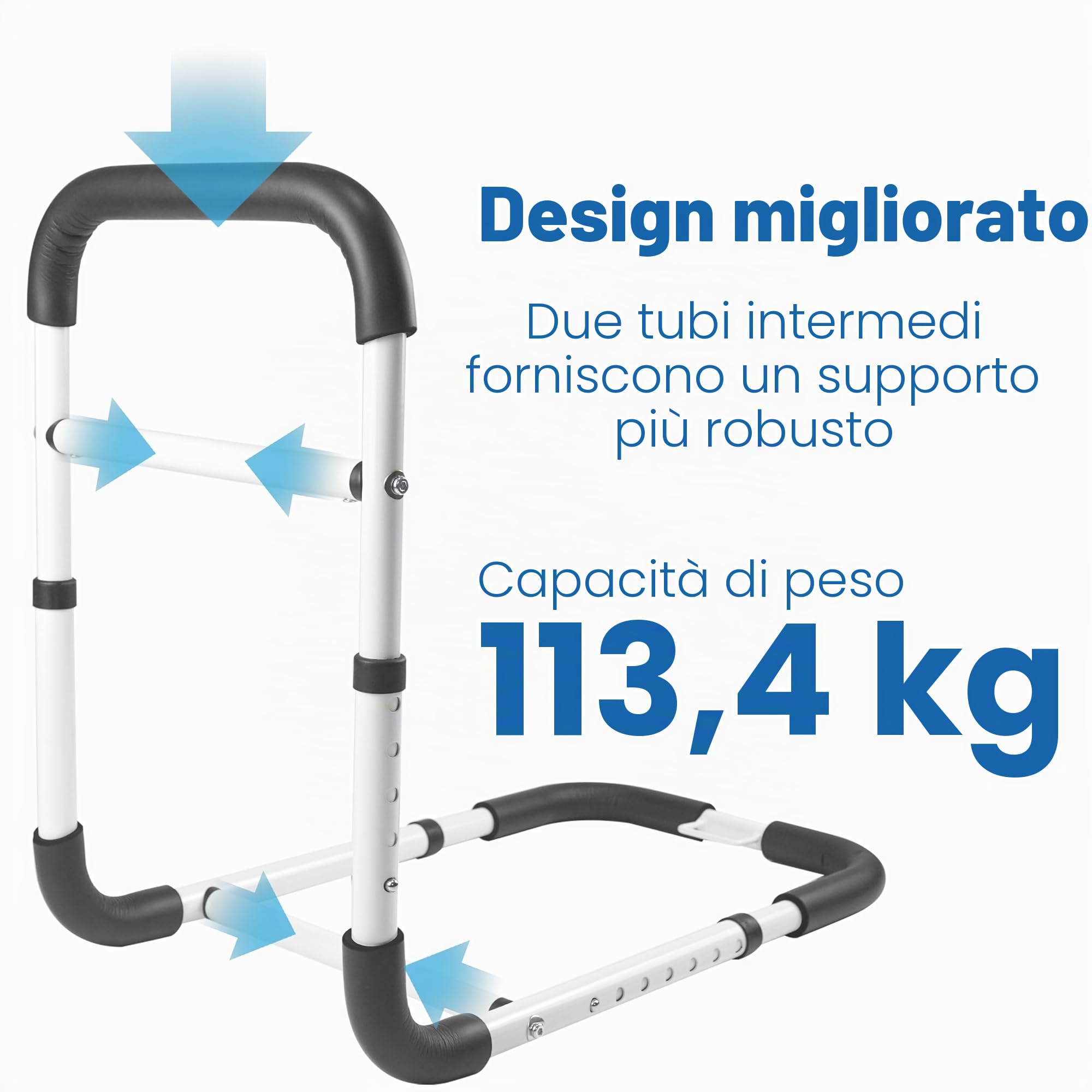 Binari di assistenza per letto regolabili con borsa, maniglia di sicurezza, prevenzione delle cadute, maniglioni per letto, canne da letto, per anziani, adulti, anziani, disabili, per letto