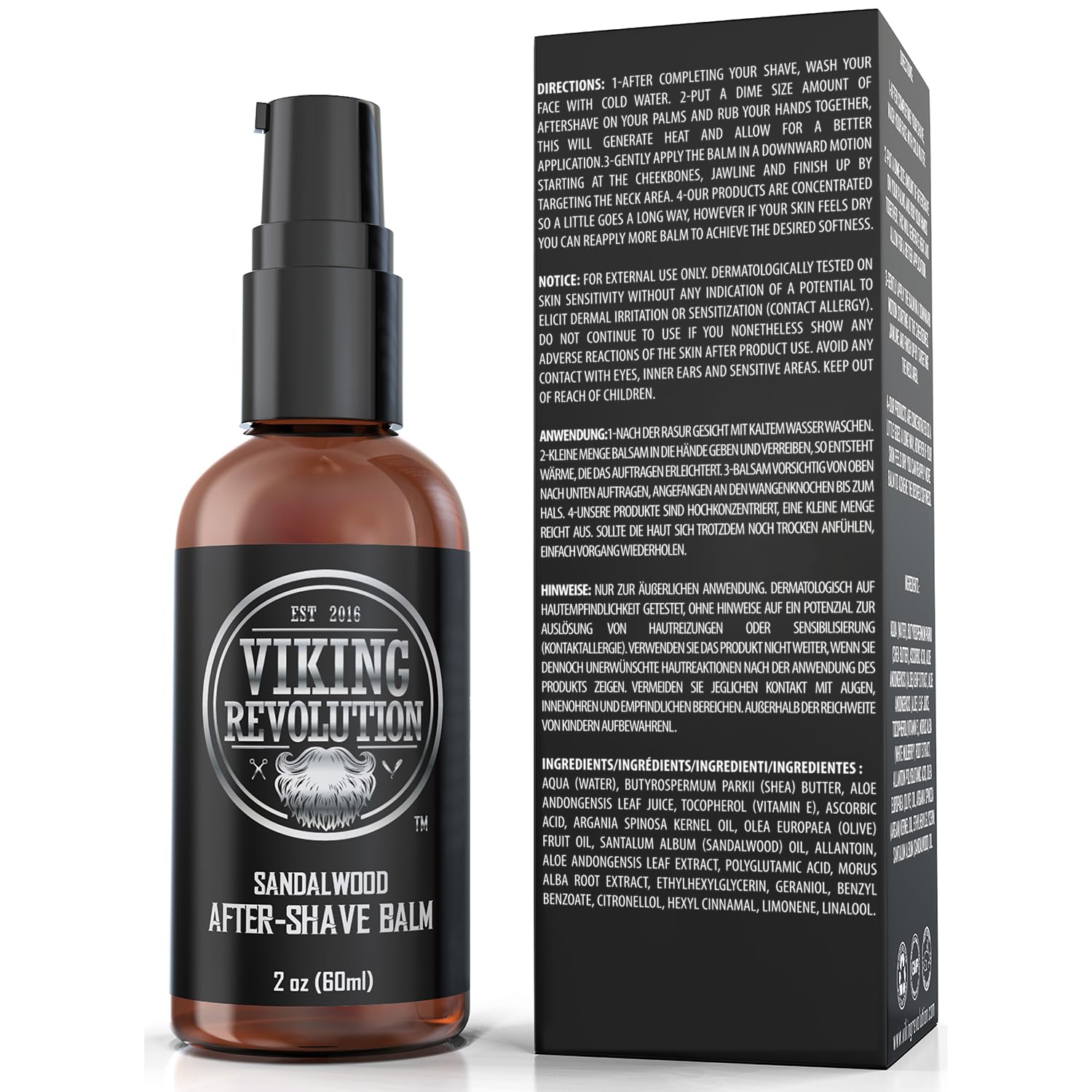 Viking Revolution - Crema Dopobarba Uomo Di Lusso - Lenisce e Idrata il Viso Post-Rasatura - Elimina il Bruciore e le Irritazioni per una Pelle Setosa - Fragranza al Sandalo - 60ml