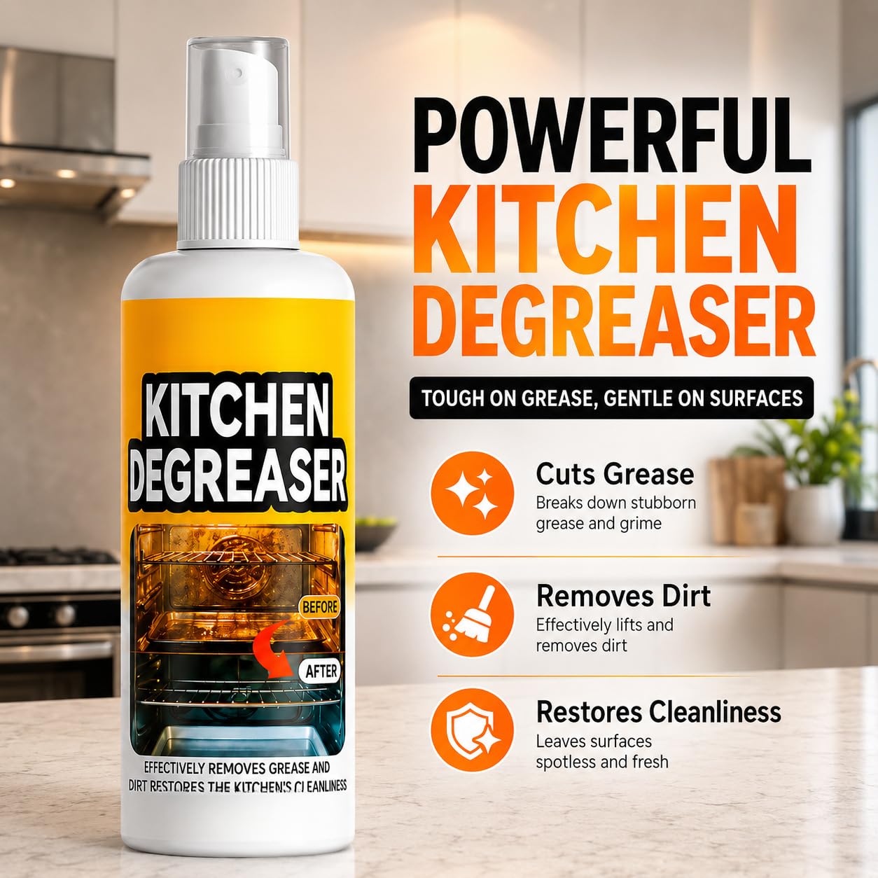 Grease Killer Spray Grill, 120ML Greasekiller Grillreiniger Extra Stark, Backofenreiniger & KüChenreiniger, Gegen Eingebranntes Fett & öL, Backofen Herdplatte Grill (Color 3pc)