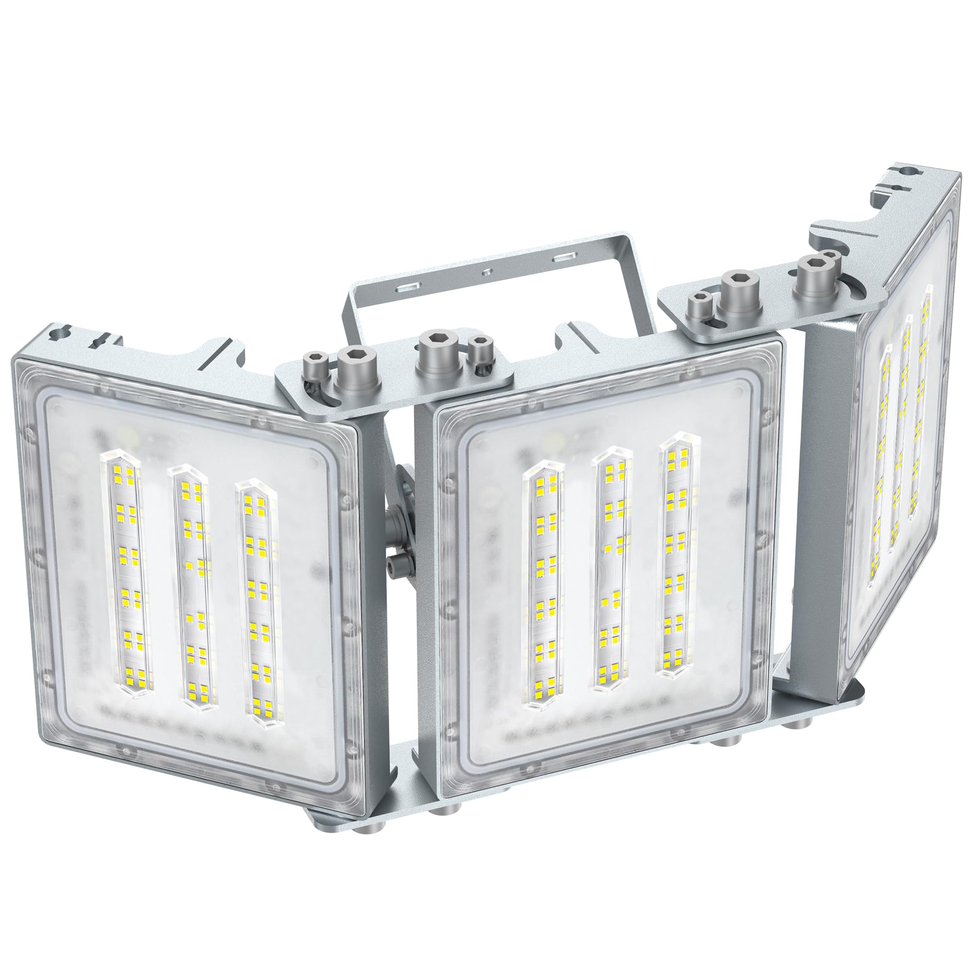 STASUN Mini-Serie 150W LED Flutlicht, 15000LM 6000K Außenstrahler, Tageslichtweiß, IP66 Wasserdicht, 3 verstellbare Köpfe, LED Sicherheitsbeleuchtung für Garten, Einfahrt, Garage, Terrasse