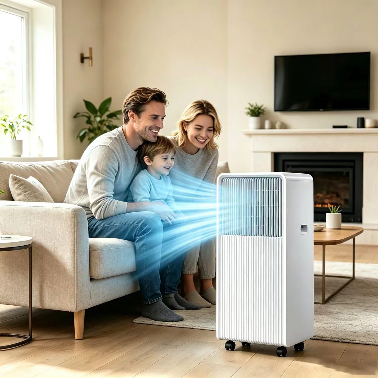 Przenośna jednostka AC, 9000-12000 BTU Chłodzenie dla pokoi do 376 Sq Ft.Nie Potrzeba Instalacji.Funkcje 360 kół, pilota zdalnego sterowania i wielomodowej obsługi do użytku domowego w biurze.Łatwa ko
