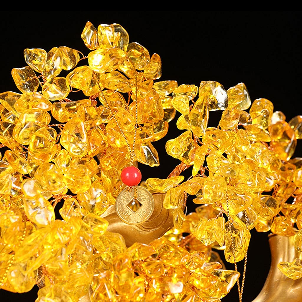 sdneNest Albero di cristallo giallo albero della fortuna albero della fortuna decorazione casa ufficio cristallo albero della fortuna Feng Shui albero fortunato albero denaro albero 27,6/32,9/41,92 cm