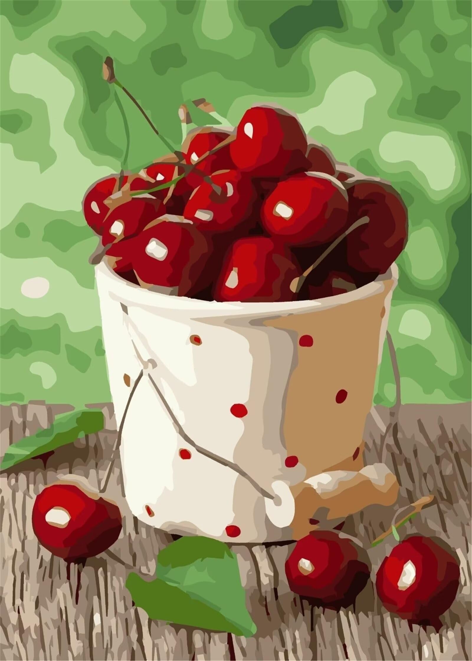 Dipingere con i Numeri Adulti,Frutti Di Ciliegia Pittura di Numeri a Olio Fai da Te kit di pittura acrilica per adulti Bambini,Con Pennelli e Colori Acrilici per casa Decora Regalo con Telaio,60x75cm