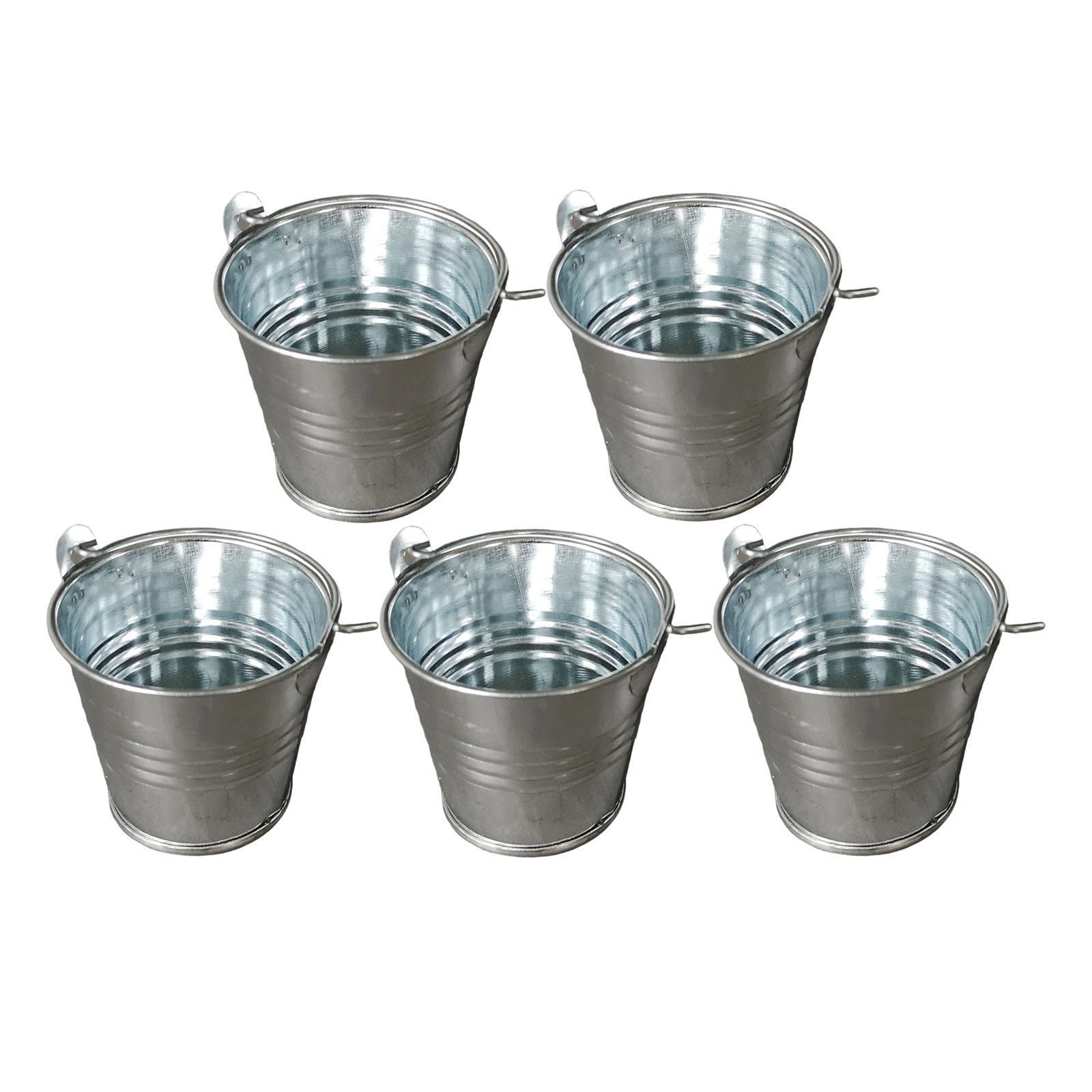 SECRET DESIRE 5X Small Metal Buckets Ornament Mini Candy Tiny for Yard Party Lawn Silver|Yard, Garden & Outdoor Living|Gardening Supplies|Plant Care, Soil & Accessories|Baskets, Pots & Window Boxes