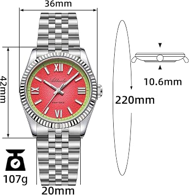 ADDIESDIVE Ultra-Thin Luxury Men Women Watches Kiwi Green/Lemon Yellow/Watermelon Red/Blue Dial Synthetic Sapphire Water Resistant VH Quartz Unisex Watch
