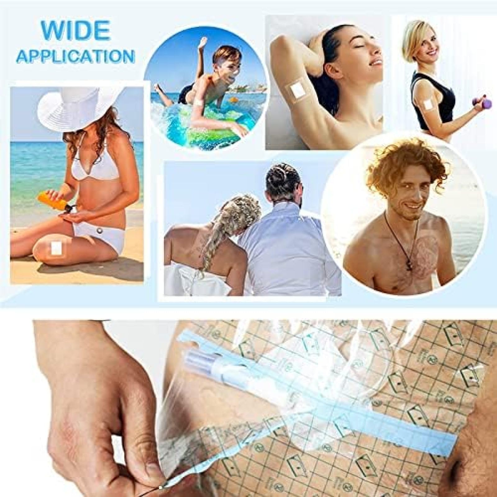 Peritonealdialyse-Duschschutz, Pu-transparenter wasserdichter Membranverband, wasserdichte Duschabdeckung für den Dialyseanschluss, Klebeband zum Baden, 50 Stück
