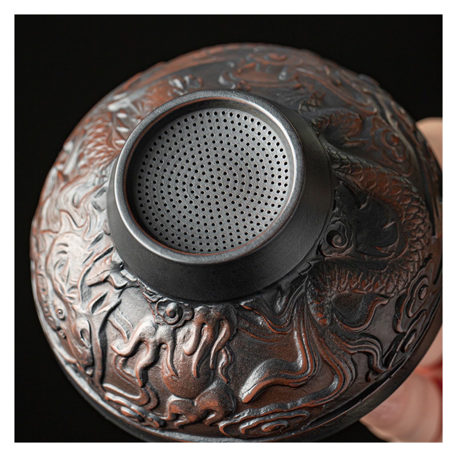 colador cerámica Infusor de té cerámica púrpura, colador, accesorios cocina, juego, filtro, porcelana blanca para Hogar y Oficina(E)