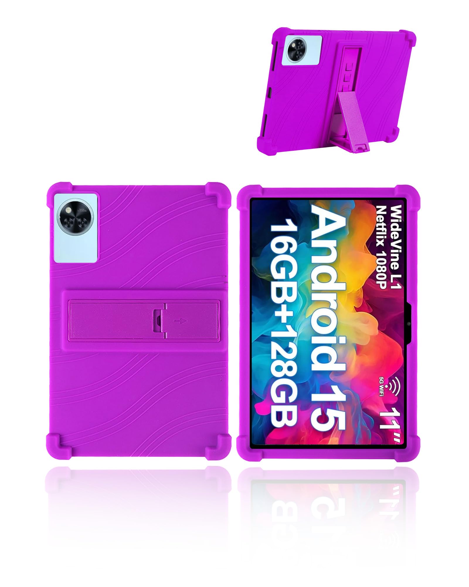 for DOOGEE U11 2025 New Tablet 11'' Android 15 Tablet Model Case,Soft Silicone Adjustable Stand Cover Lightweight Kids Friendly,Purple.