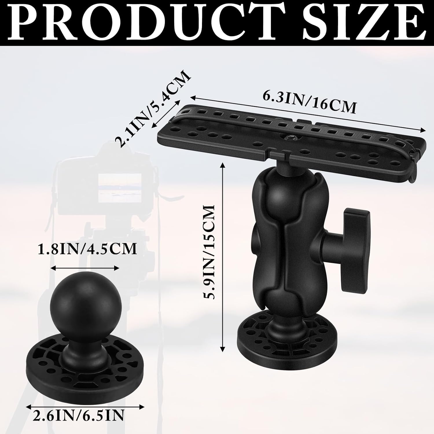 Novabright 2 Sets Fish Finder Mount Base with Screws, 360° Rotation Ball Mount Fish Finder Bracket Nylon & Stainless Steel for Marine Boat Kayak Pontoon Canoe, Compatible with Garmin