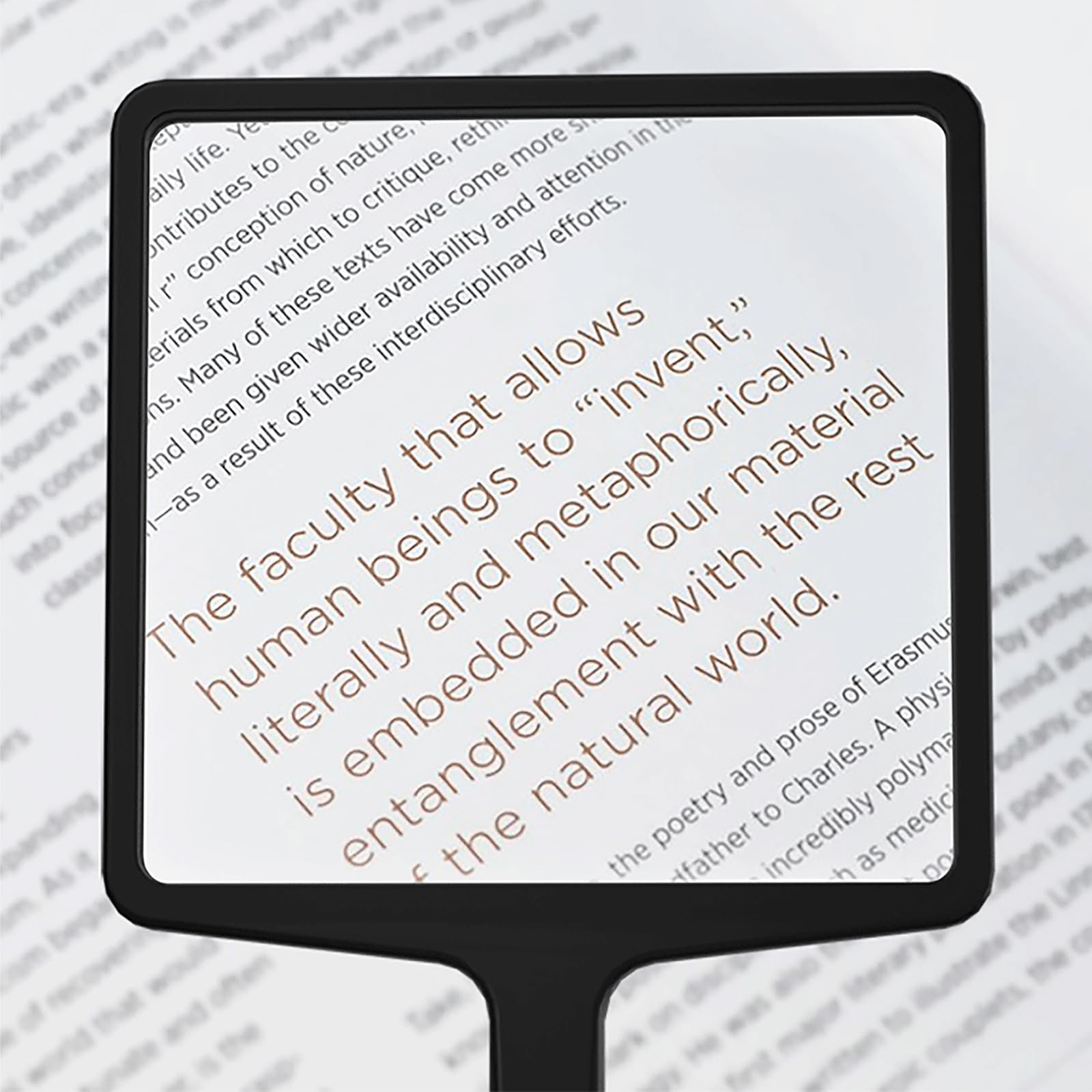 Handheld Magnifier for Reading 3X Full Page Book Magnifying Glass Lightweight for Seniors Low Vision Reading, Inspection, Exploring, Reading Small Prints, Crafting and Elderly