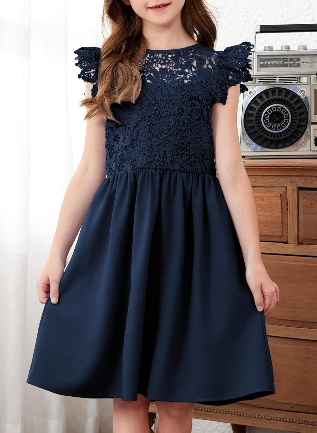 blibean Teen Girls Flower Dresses Semi Formal Sleeveless Wedding Dress Size 6-15 Years - Image 3