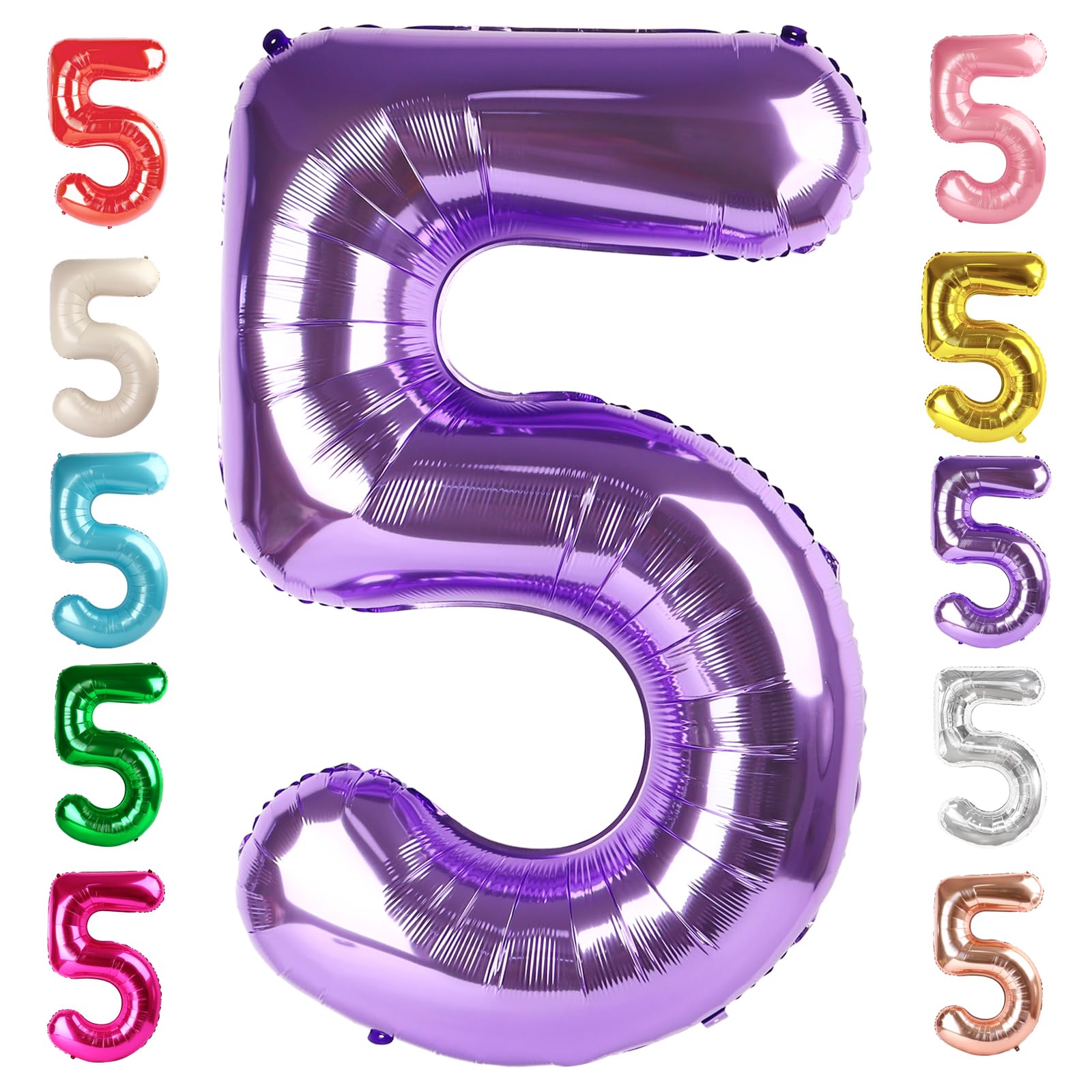 Balloon Numbers 40 Inch 5 Ballon for 5th Birthday Decorations, 15 25 35 50 Big Purple Number Balloons for Wedding Photo Shoot Party Decor