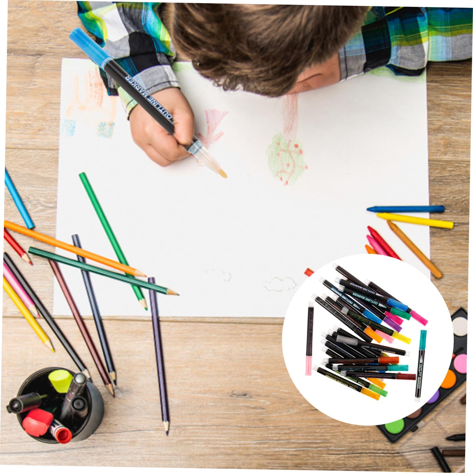 Pennarelli Glitter 24 Pezzi in Plastica per Disegno e Colori