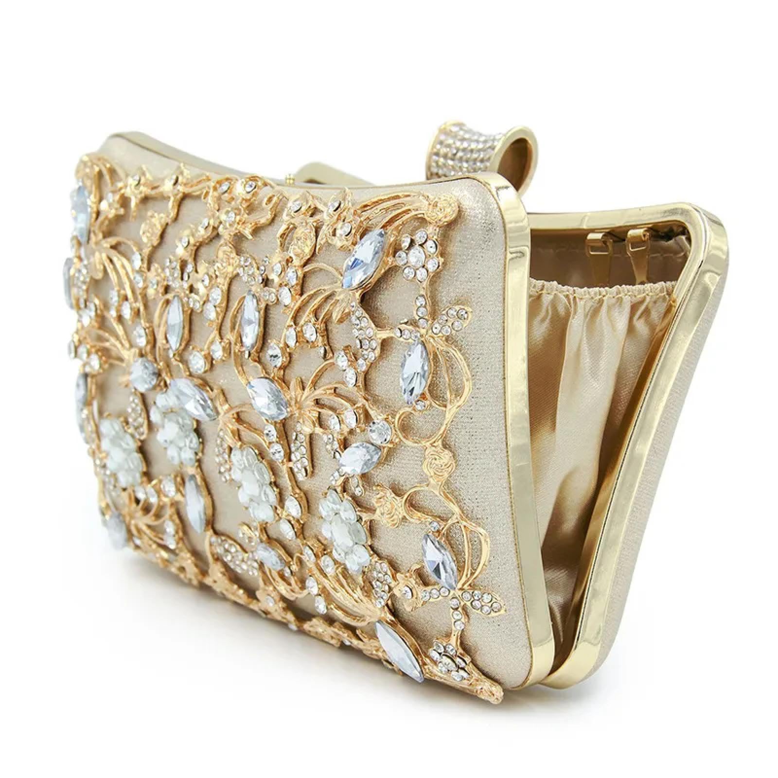 Abendtasche Damen Clutch Aushohl Stil Frauen Abend Taschen Strass Steine Metall Clutch Schulter Party Geldbörse Kristall Handtasche
