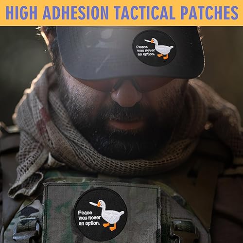 Miniatura 4 de Peace was Never an Option - 1 parche divertido bordado con cierre de gancho en la parte posterior, bonito parche de cuchillo de mordida de pato para