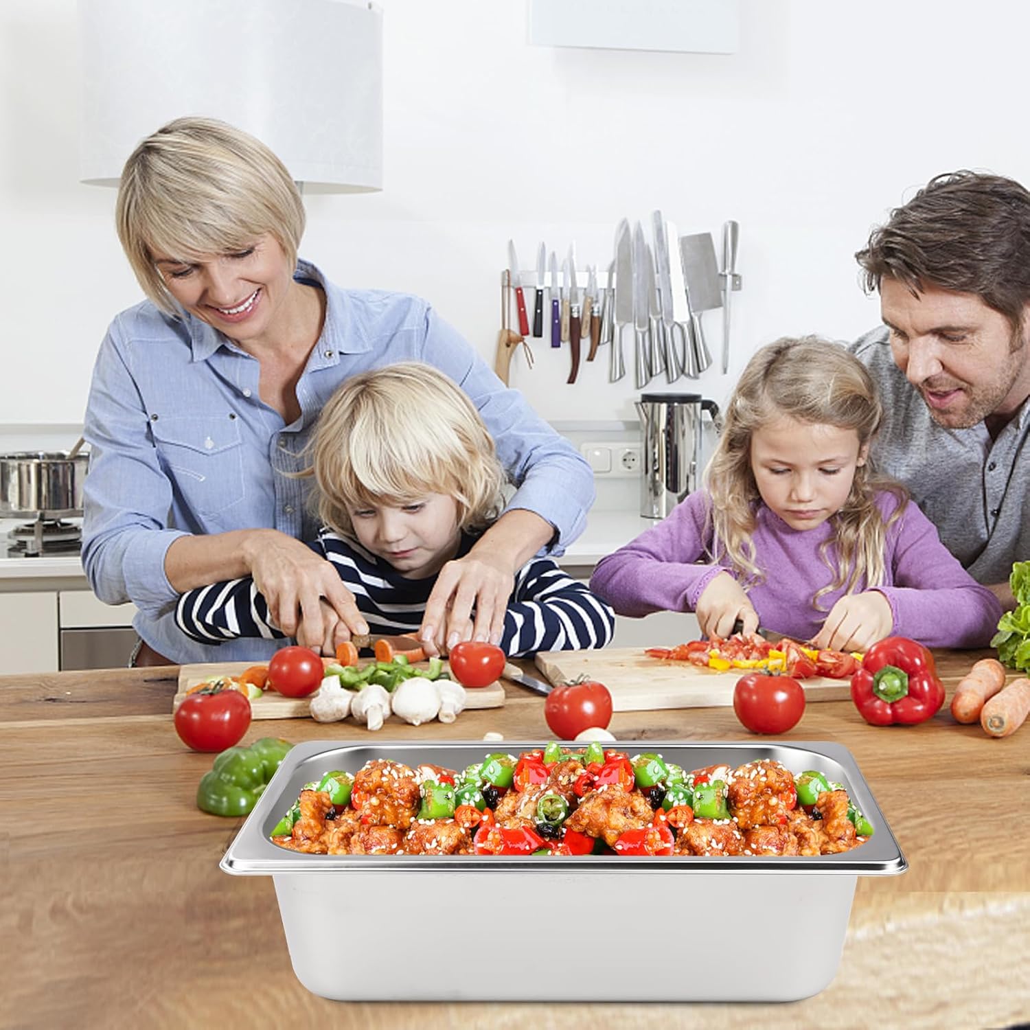 6 Deep VOISEN 2 Pack Hotel Pans,1/1 ,Anti-Jamming Steam Pan,Commercial Stainless Steel Pan, Steam Table Pans Full Size