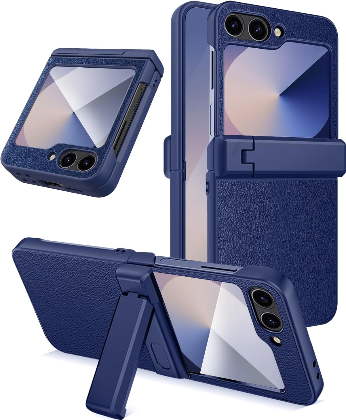 NINKI for Samsung Galaxy Z Flip 6 Case with Screen Protector,Hinge Protective Kickstand Military Grade Dropproof Ultra Slim Shockproof Rugged Case for Samsung Galaxy Z Flip 6 Blue