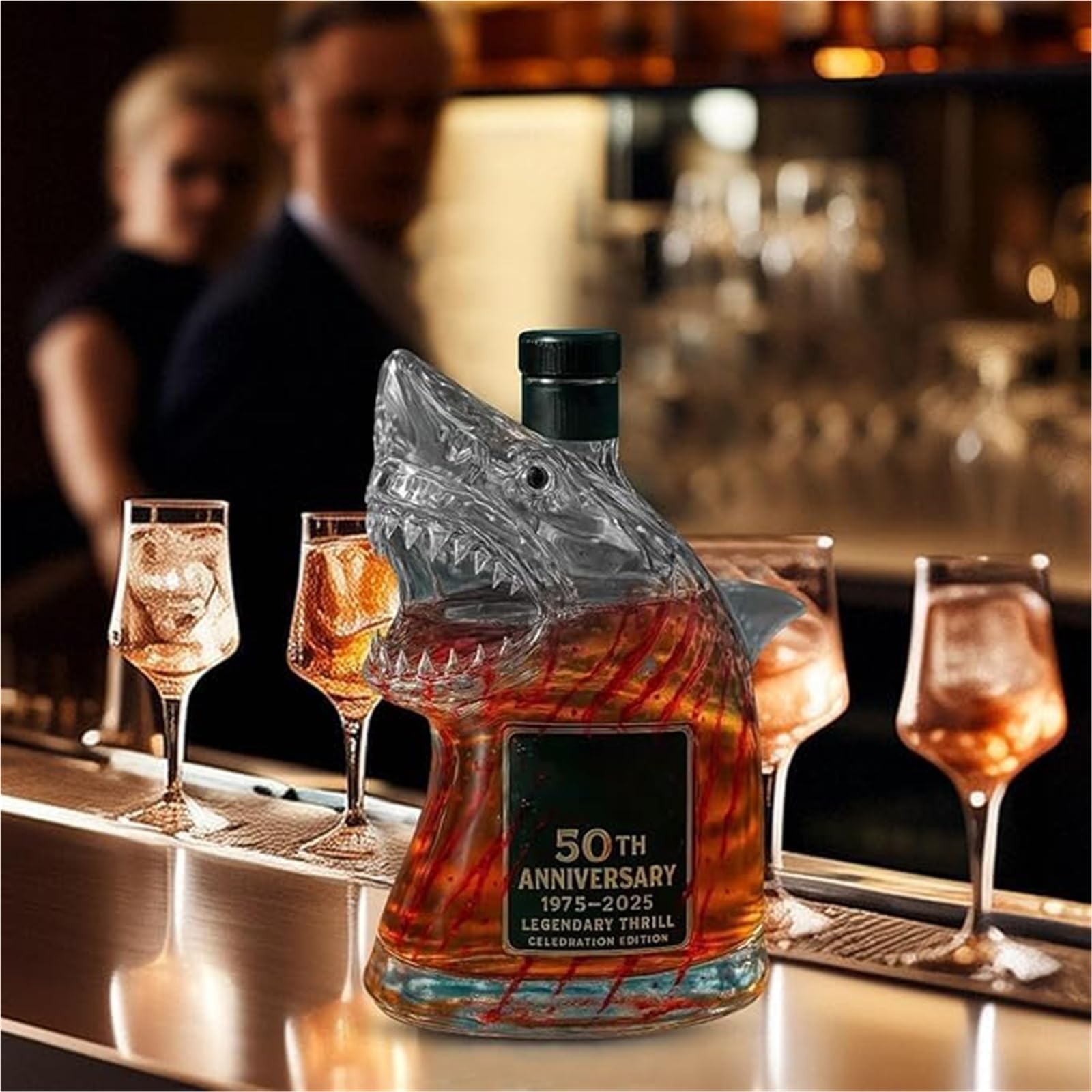 300 ml 3D figurka rekina w butelce wina, zabawna szklana karafka do whisky, figurki zwierząt, baru, biura(A)