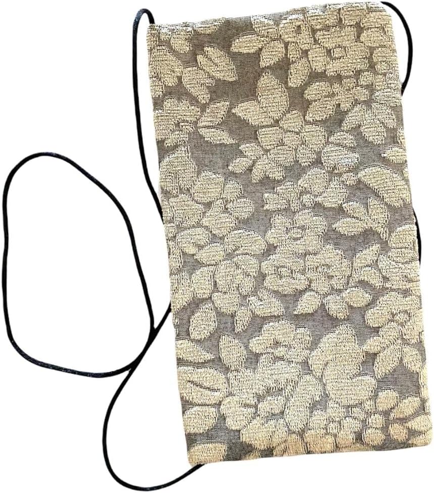 Cell Phone Necklace Purse-Eyeglass Sleeve Purse-Taupe Floral Fabric Purse
