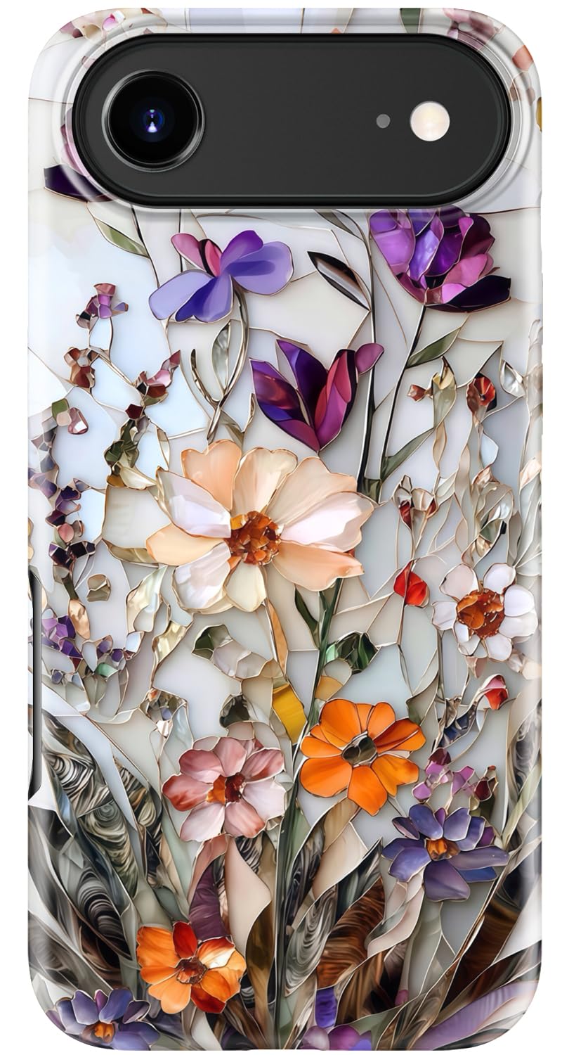 Goodon for iPhone 17 Pro Max Case Cute, Preppy Floral Design,Slim Silicone Protective Hard Cover, Wireless Charging Compatible Aesthetic Glossy Y2K Phone Cases for Women Girls, Marbled Floral Veins — view 20