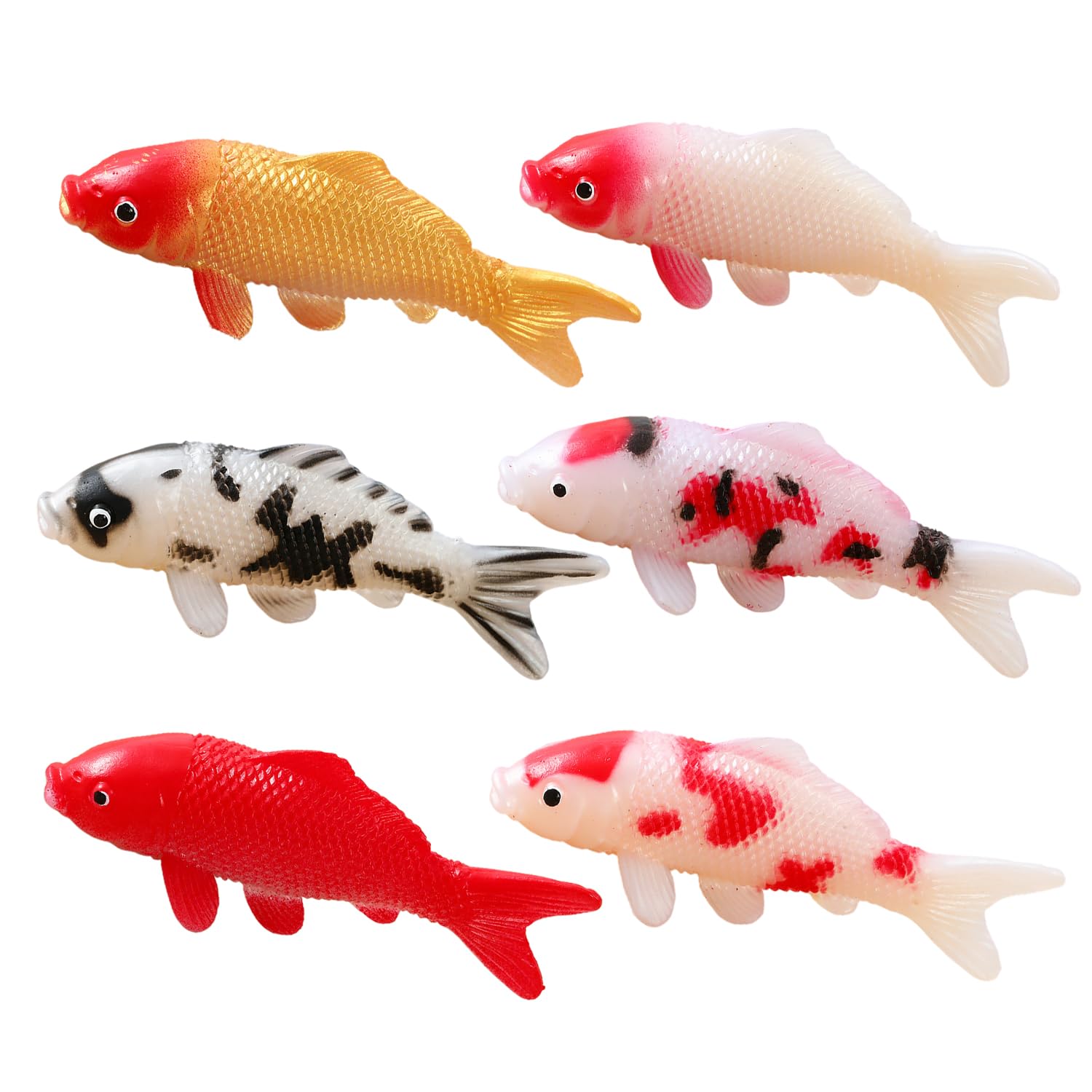 JUFYVO 6Pcs Simulated Koi Fish Ornaments，Decorative Carp Fish Props，Fish Tank Colorful Carp Ornaments，Artificial Fancy Carp Fish Model，Artificial Aquarium Fish Decorations for Aquariums Realistic Orna