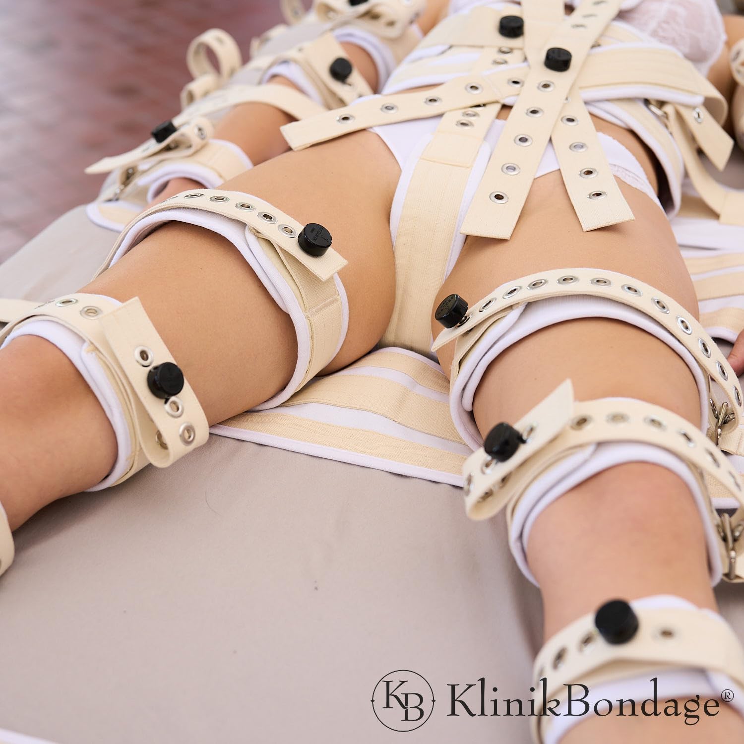 Kit de bondage 20 points de fixation pour lit - Fixation hogtied très stable - Jouet sexuel de qualité supérieure - Blanc - Fabriqué à la main en coton - Pour tous les types de lit