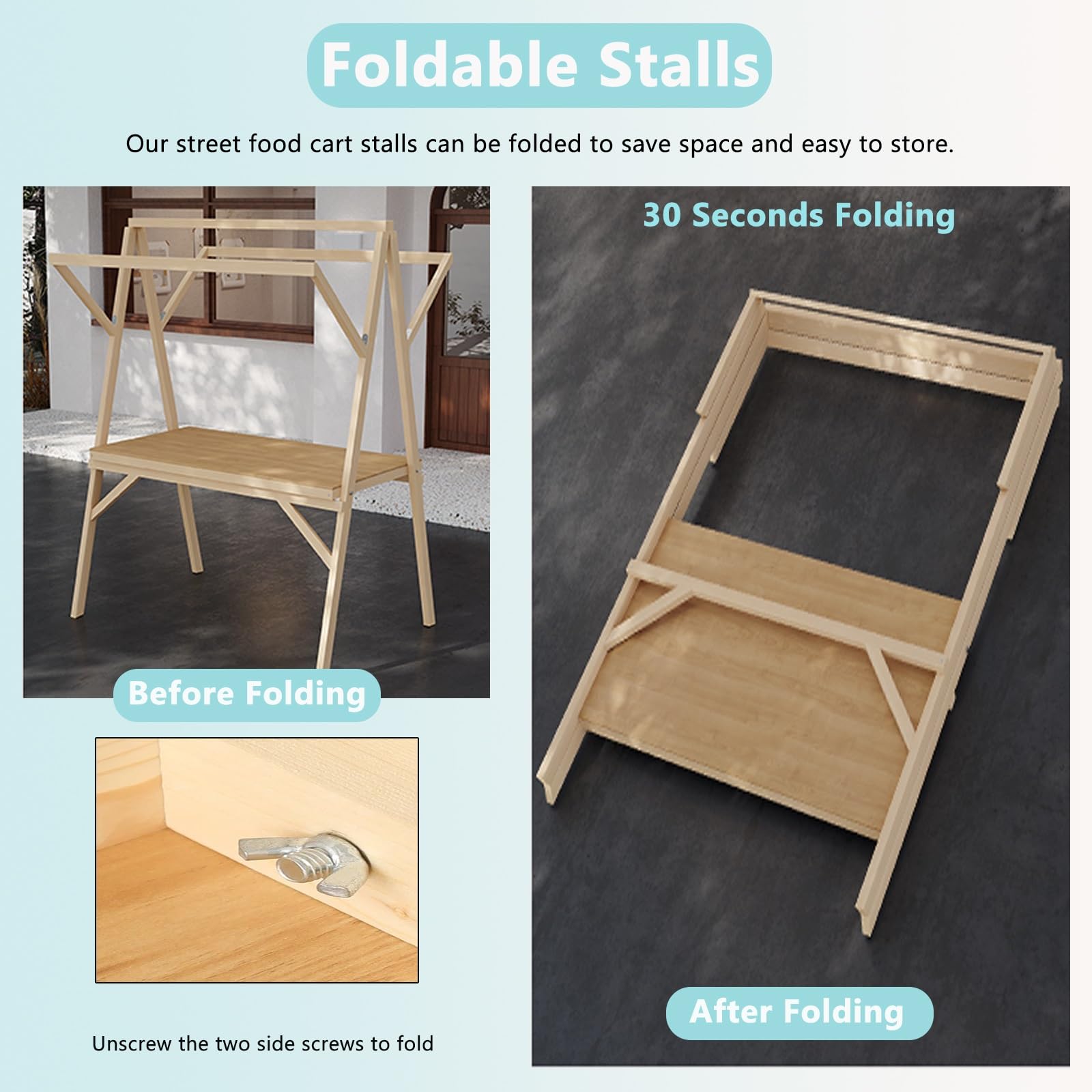 Marktstand Verkaufsstand Faltbar Klappbarer Verkaufswagen aus Holz, leichter Verkaufsstand für Schmuckstücke, leicht und einfach zusammenzubauen, faltbarer Ausstellungsstand mit Markise(Dark Green,150