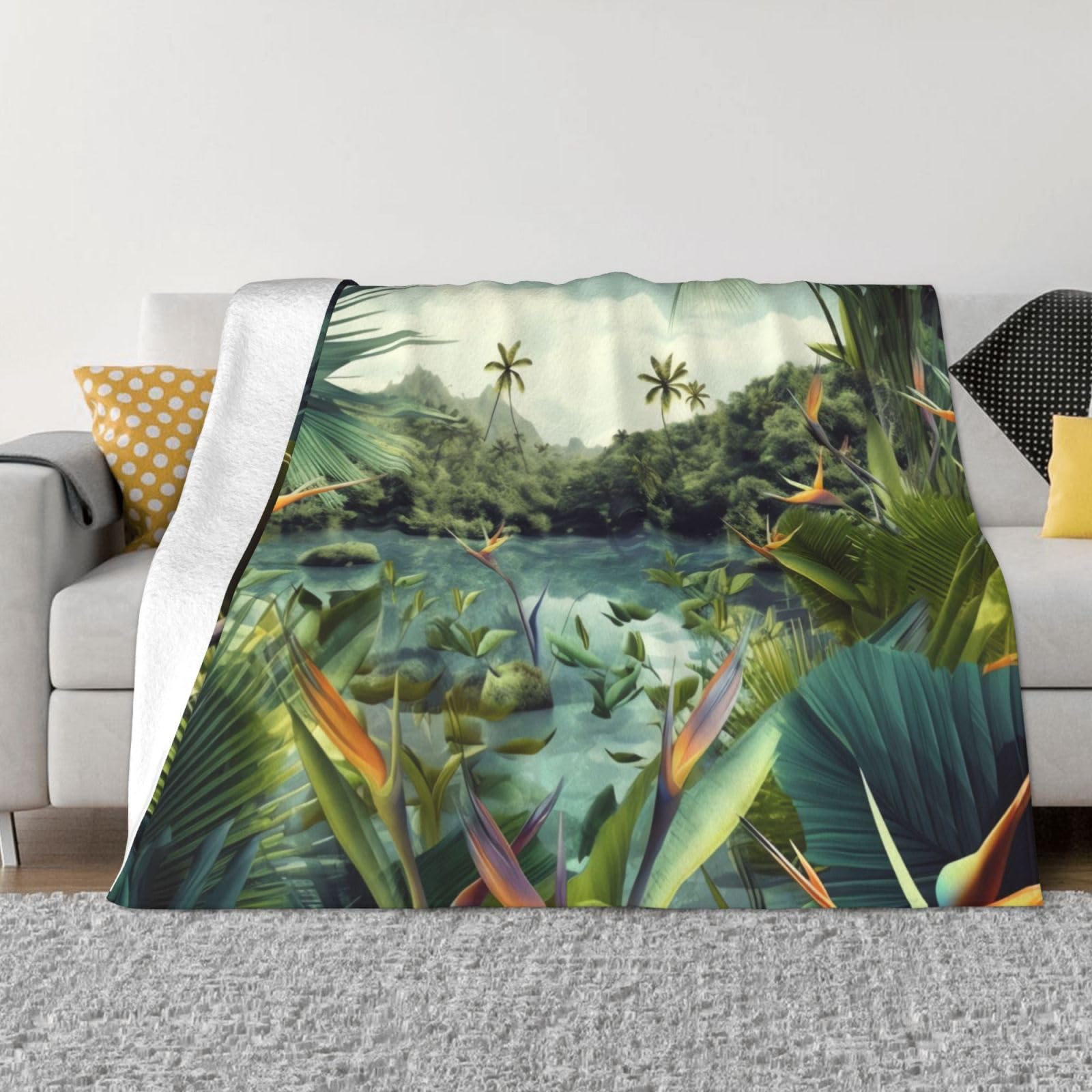 Couverture en flanelle tropicale 203x152 cm jeté de lit léger
