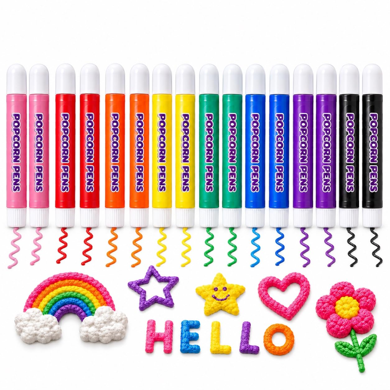 3D Relief Art Pen,2026 New 3D Bubble Popcorn Pens Multi Surface Use