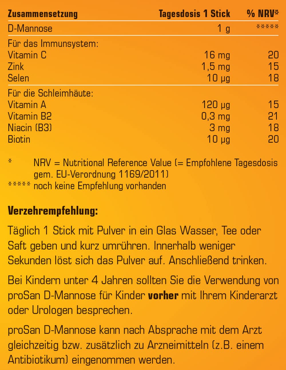 proSan D-Mannose für Kinder ab 4 Jahren (Monatspackung: 30 Sachets) | vegan, ohne Zusatzstoffe, 100% natürliches D-Mannose-Pulver aus Birke, mit Vitalstoffen für Blasenschleimhaut