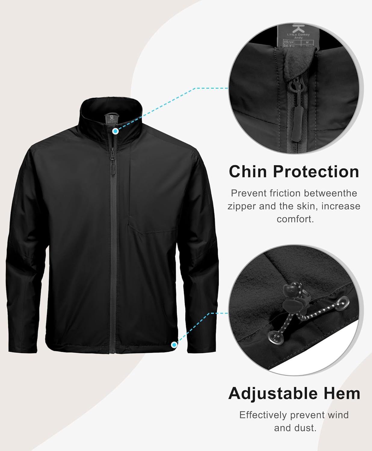 Little Donkey Andy Men's Golf Windbreaker Lightweight Jacket Warm Fleece Lined Water-Resistant Zip Up Winter Coat Jackets - Image 3