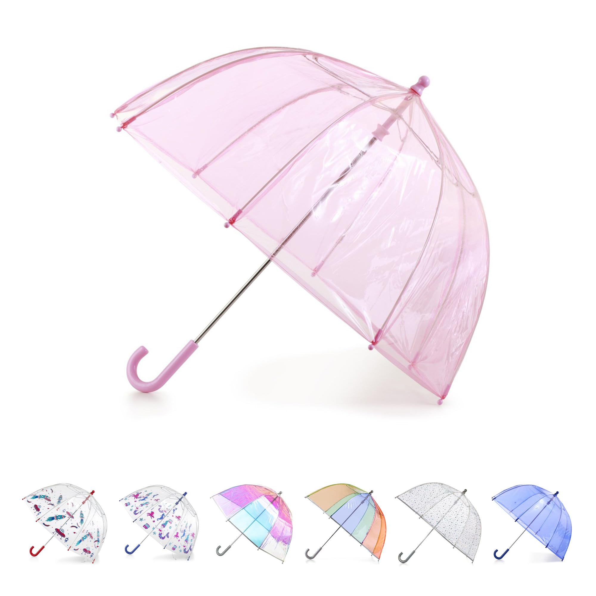 Kids Clear Lightweight Dome Canopy Bubble Umbrella with Wind and Rain Protection