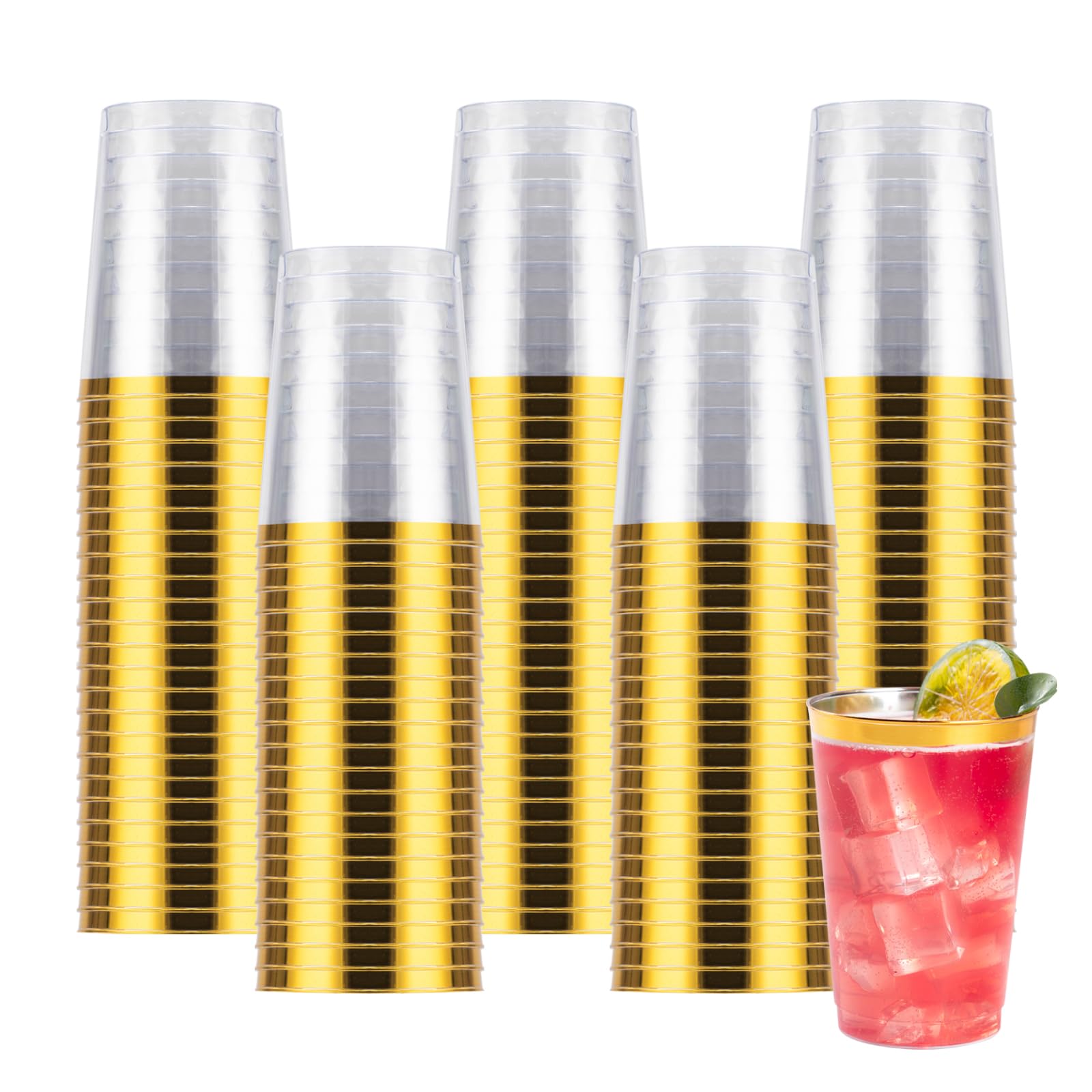 Goodluck 100PCS 9oz Gold Plastic Cups for Party, Disposable Gold Rim Cups — Amazon image 19