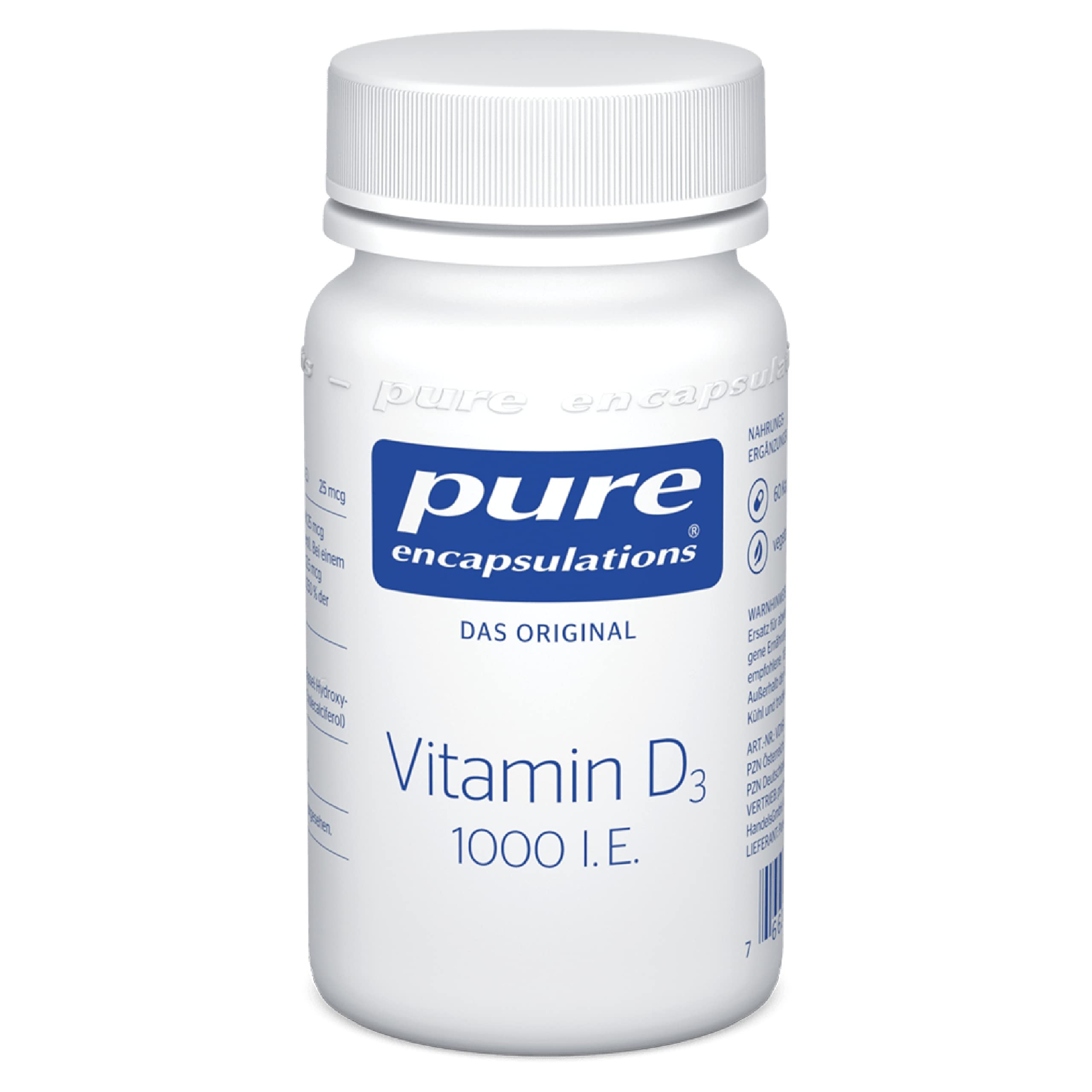 Pure Encapsulations Vitamin D3 1000 I.E. – 60 Hochdosierte Kapseln (4 Monate Vorrat) – vegetarisch