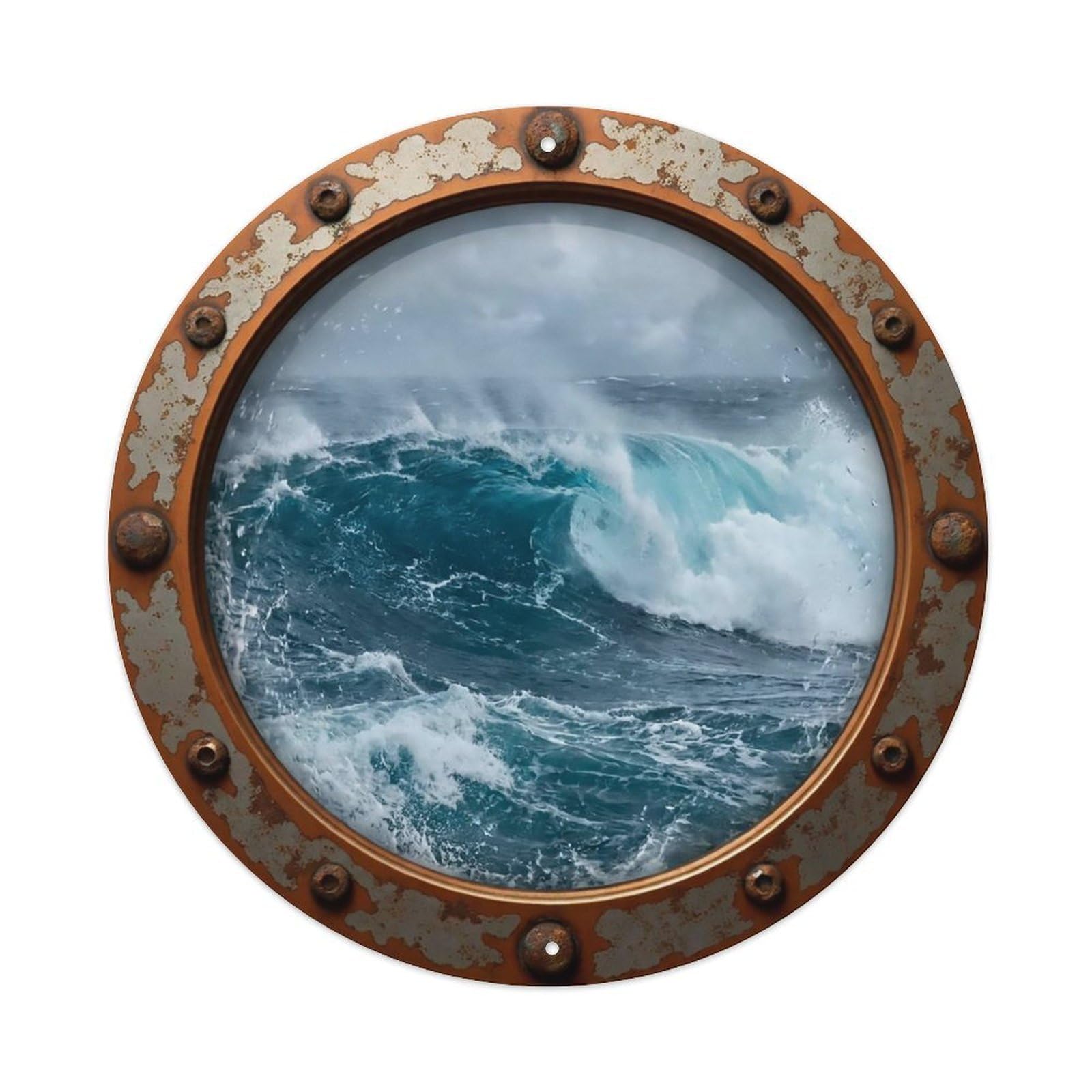 Vintage Porthole Large Swells Nautical Window View Metal Tin Sign