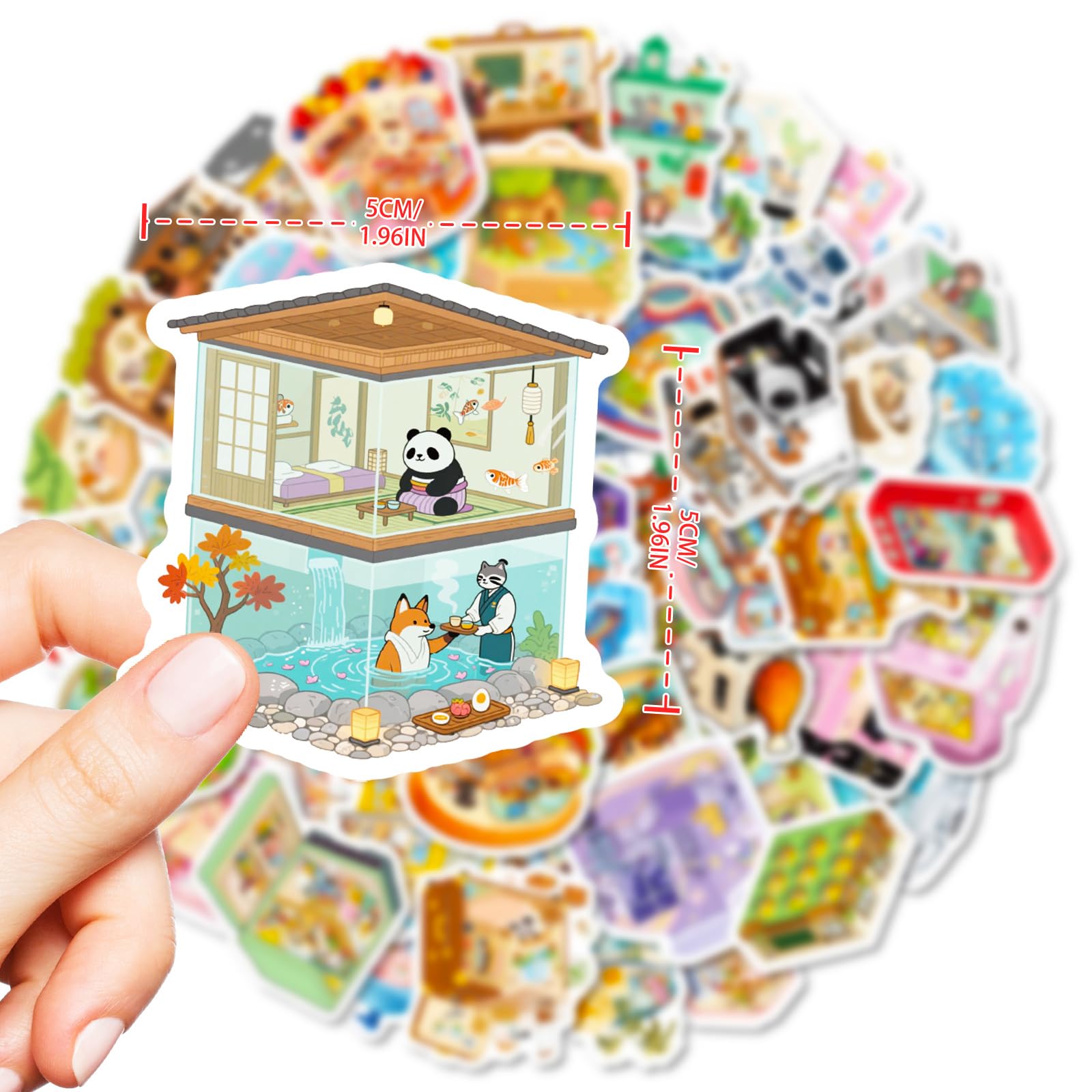 Anboor Stickers for Water Bottles, 56PCS 3D Miniature Scene Sticker, Waterproof Vinyl Room House Stickers for Laptop Luggage Skateboard Teens Adults - 4