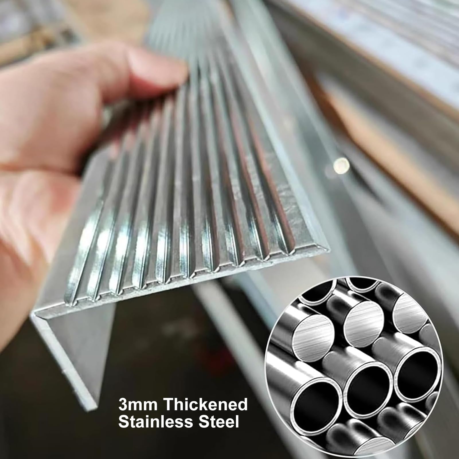 Profilo Angolare per Scale in Acciaio Inox, 100cm Profilo per Bordo Scalas Profilo per Gradini, Forma a L(80 mm x 30mm)